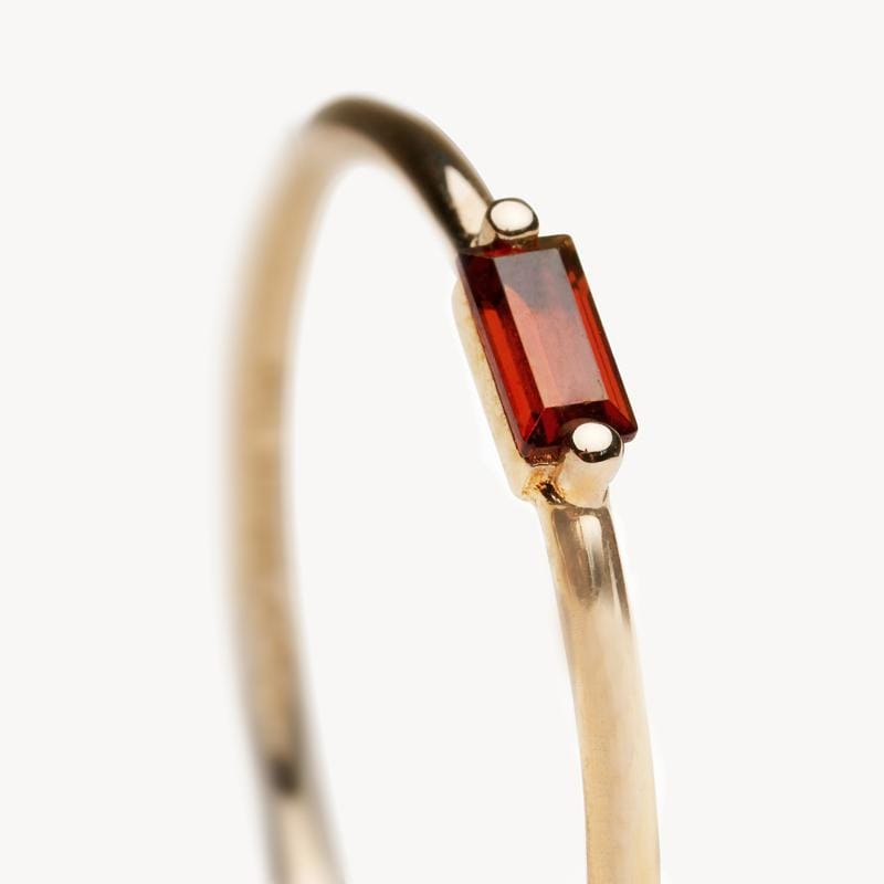Elegant Garnet Baguette Ring - Dainty Stackable Band for Women | Perfect for Everyday Wear, Date Nights & Special Occasions