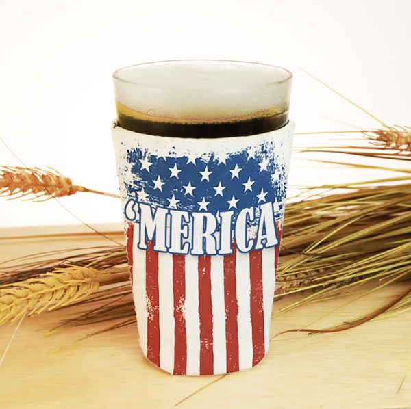 Personalized 'MERICA Pint Glass Cooler - Custom Name Insulated Beer Mug for Patriotic Parties & BBQs