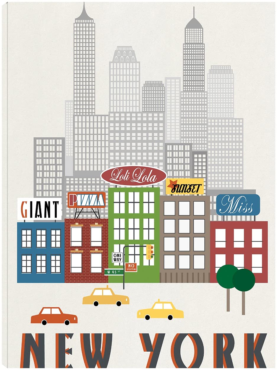 Sophie Ledesma New York Fine Art Canvas Wall Decor - 32x43 Inch Ready to Hang Painting for Living Room, Bedroom, Office & More - Modern Home & Office Wall Art