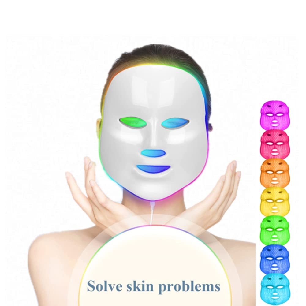 LED Photon Therapy Face Mask - 7 Color Light Therapy for Skin Rejuvenation & Anti-Aging | At-Home Facial Care Device for Acne, Wrinkles & Glowing Skin