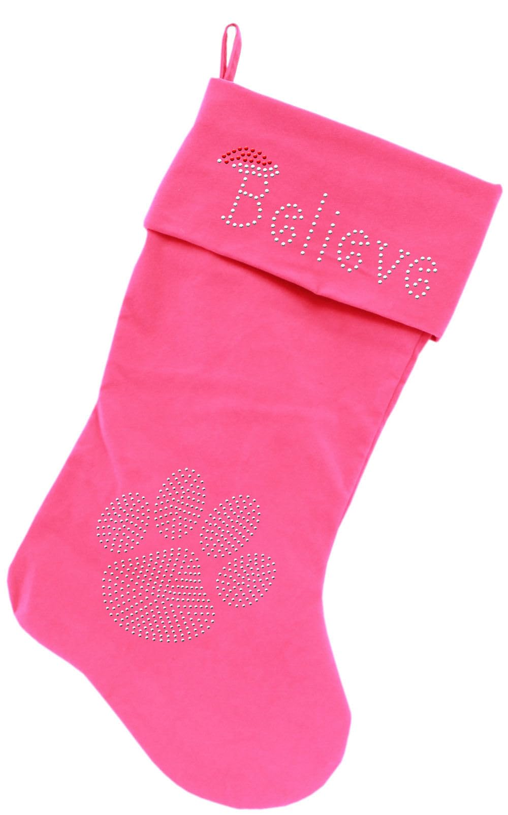 Sparkling Rhinestone Christmas Stocking with 'Believe' in Pink - Perfect for Holiday Decorations & Festive Gift Giving