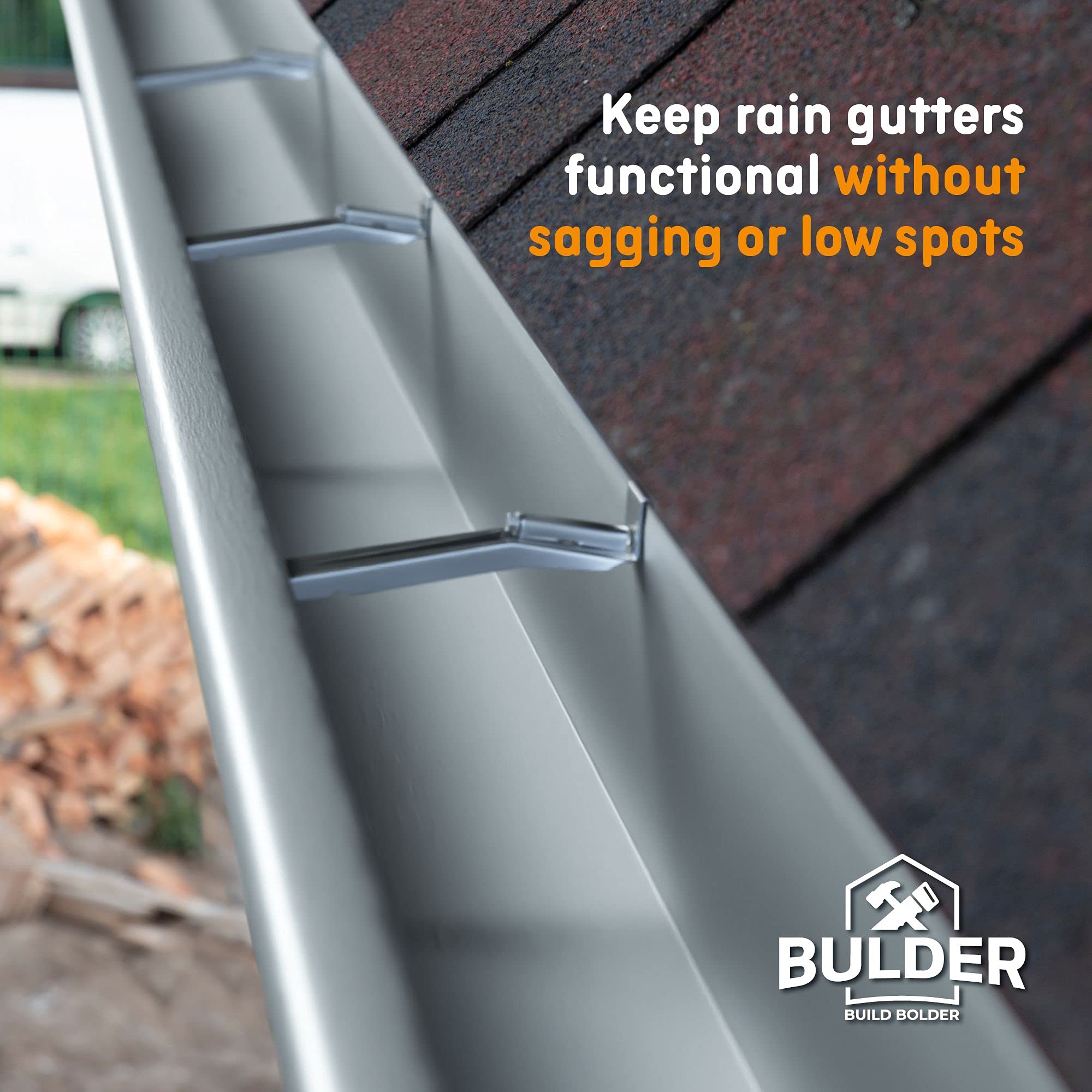 5 Inch Quick Screw Gutter Hangers - 100 Pack with Bonus 6 Inch Drill Bit | Heavy Duty Hidden Bracket Clips with Pre-Assembled Screws | Fix Sagging Rain Gutters for Roof Drainage System | Perfect for Home Roof Repair & Gutter Maintenance