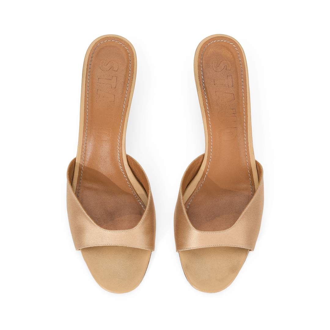 Satin Brigitte Mule Slippers - Women's Comfortable Open Toe House Shoes for Relaxing at Home, Lounging & Spa Days