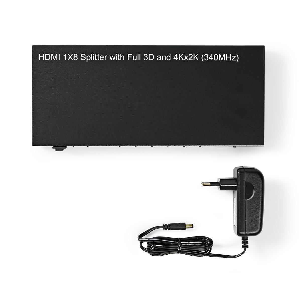 8-Port HDMI Splitter 4K@30Hz 3.4Gbps - 8x HDMI Output Metal Case (Anthracite) for Home Theater, Gaming & Multi-Screen Presentations