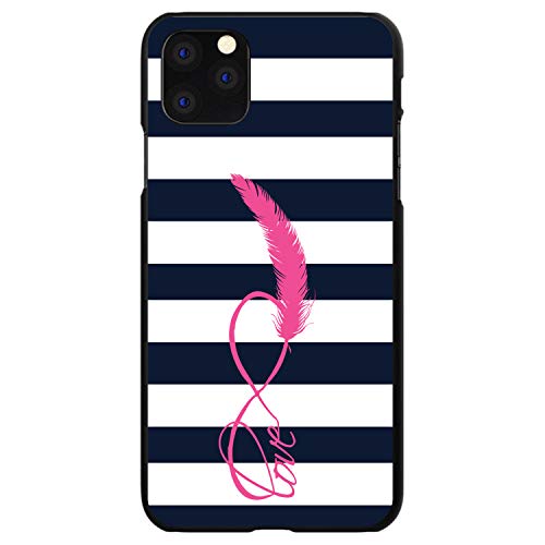 Navy White Stripes Pink Love On Black Case