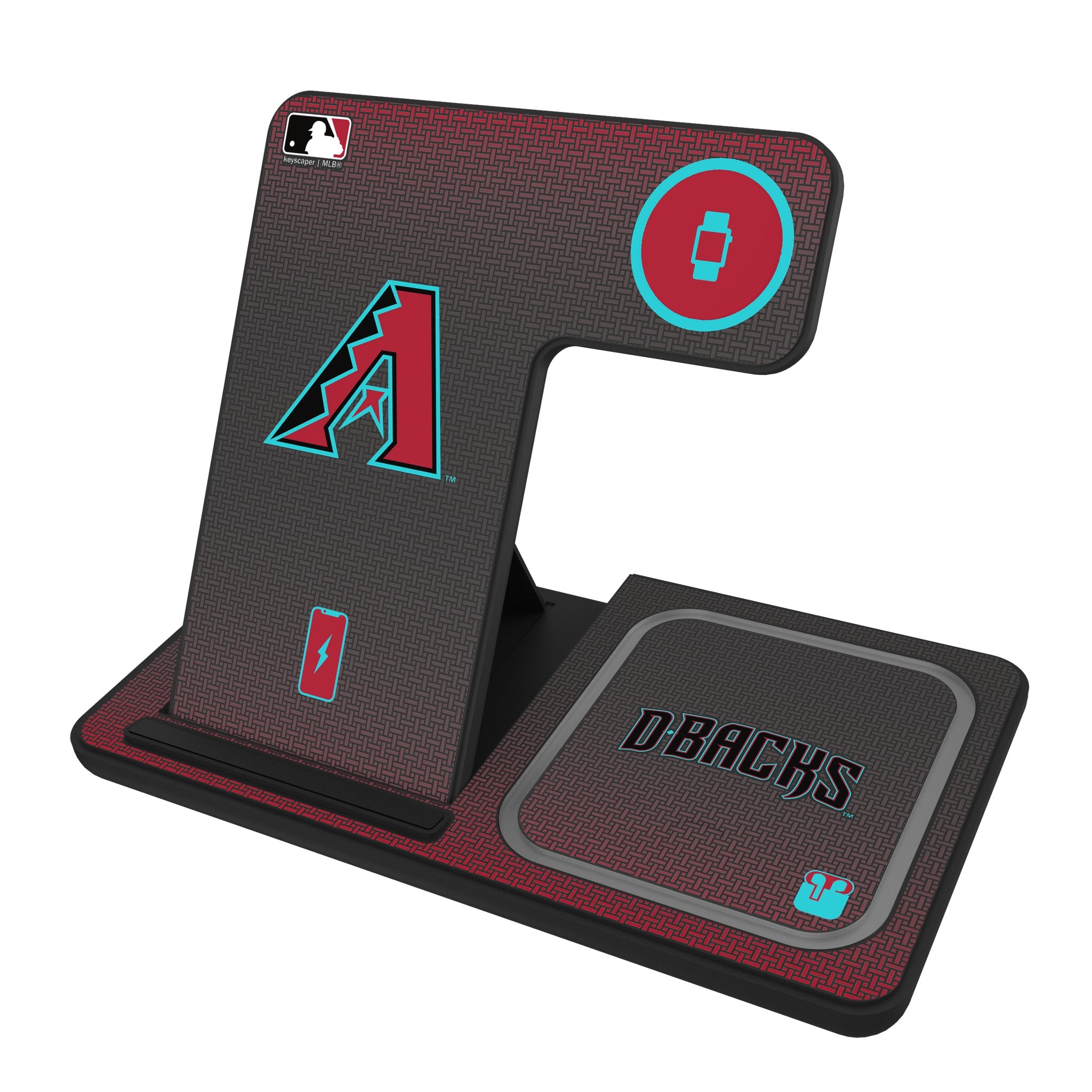 Arizona Diamondbacks 3-in-1 Wireless Charging Station for Phone, Watch & Earbuds - Fast Charging Dock for Bedroom, Office & Travel Accessories