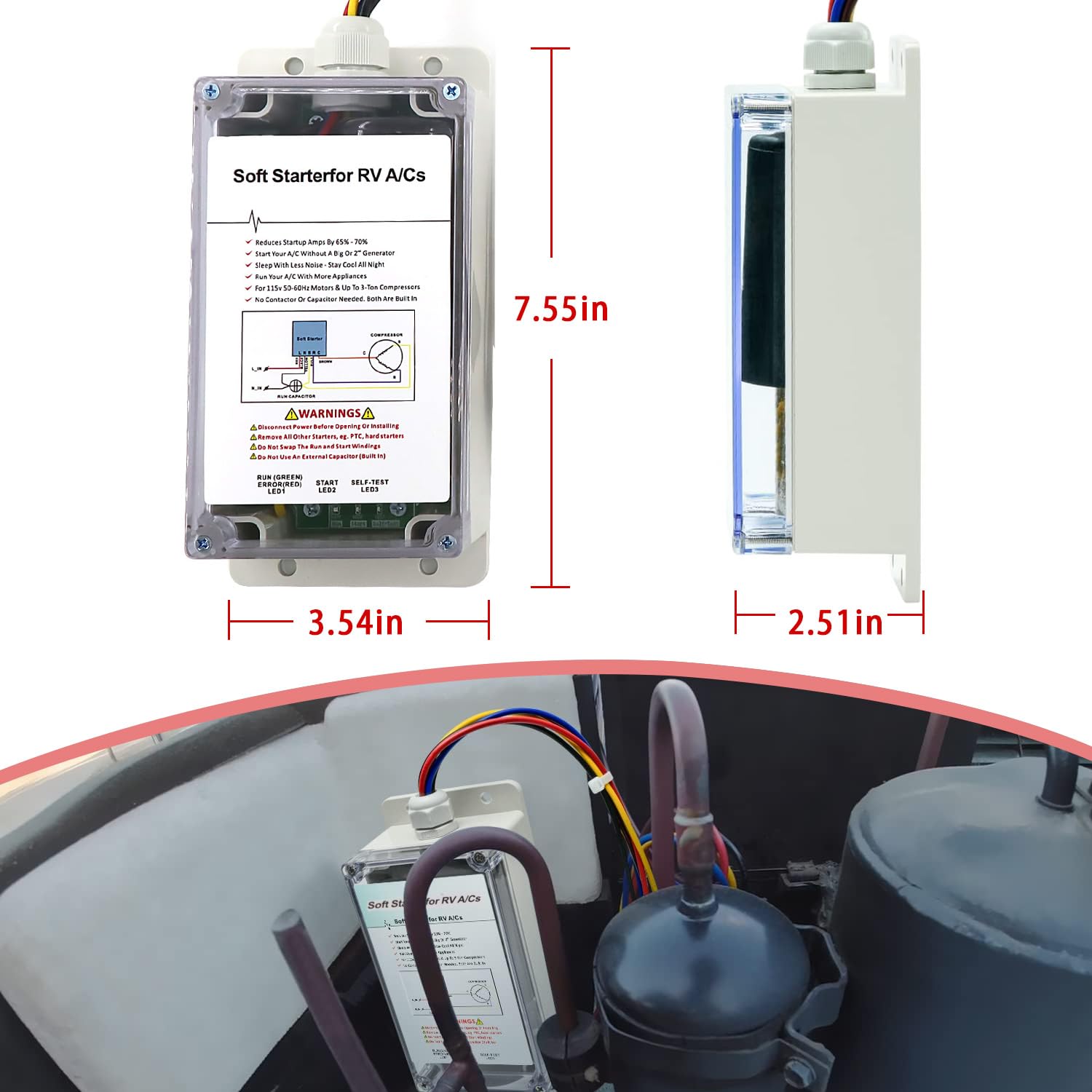 RV Air Conditioning Soft Starter Kit - Smart A/C Control for Easy Startup with Small Generators | Perfect for Camping, Boondocking & Off-Grid RV Living