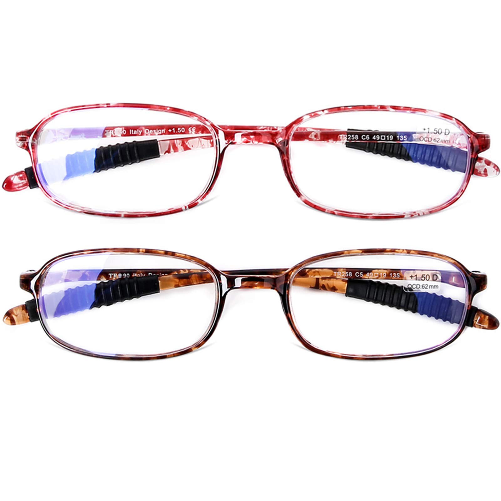 AQWANO 2 Pack Blue Light Blocking Computer Glasses - UV Protection, Flexible TR90 Frame, Lightweight Reading Glasses for Women & Men (+3.5 Strength) - Perfect for Office Work, Gaming & Screen Time