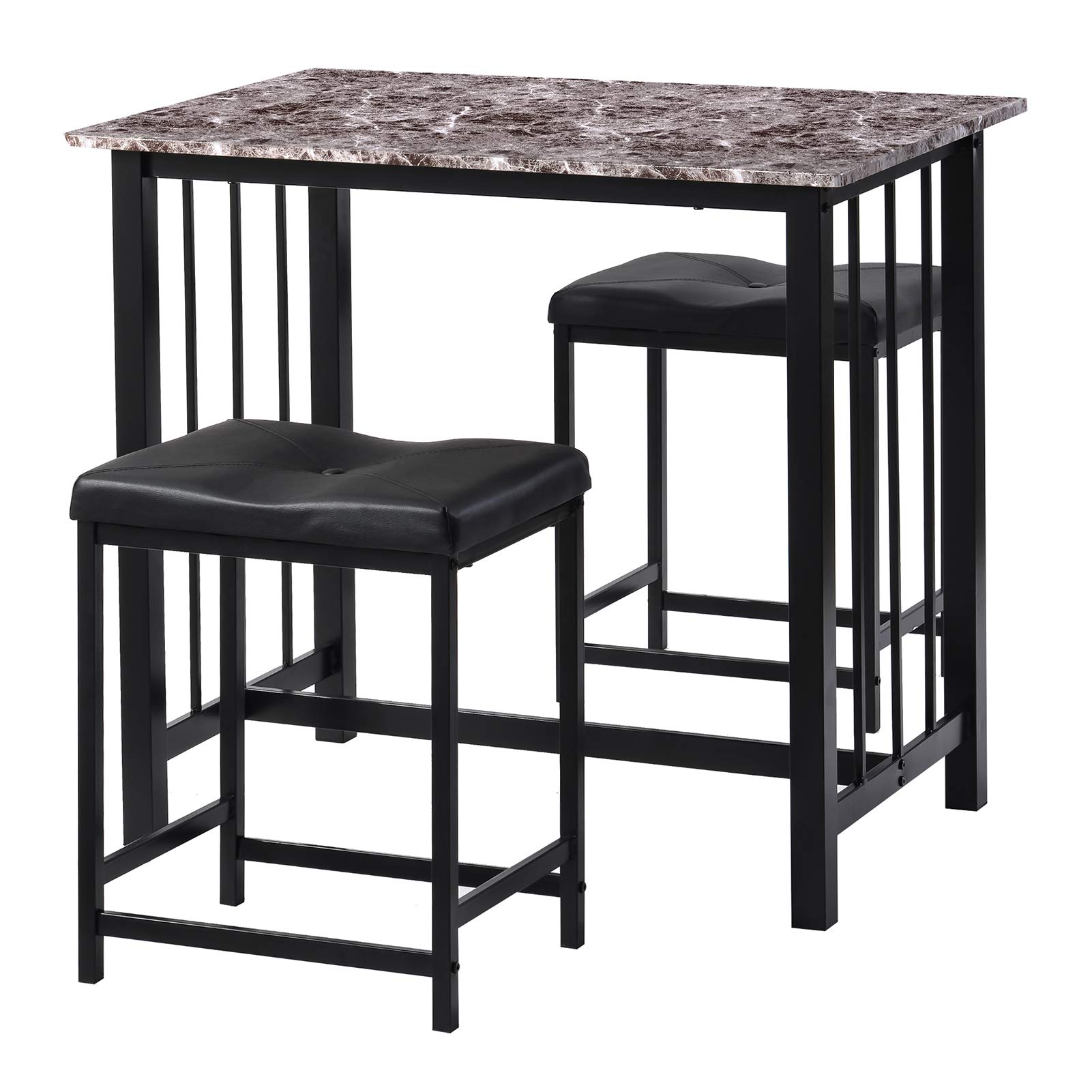 Industrial Kitchen Counter Height Dining Set - 2 Bar Stools Included, Counter Table & Stool Set for Kitchen, Living Room, Bar Area | Perfect for Small Space Dining, Breakfast Nook & Entertaining Guests
