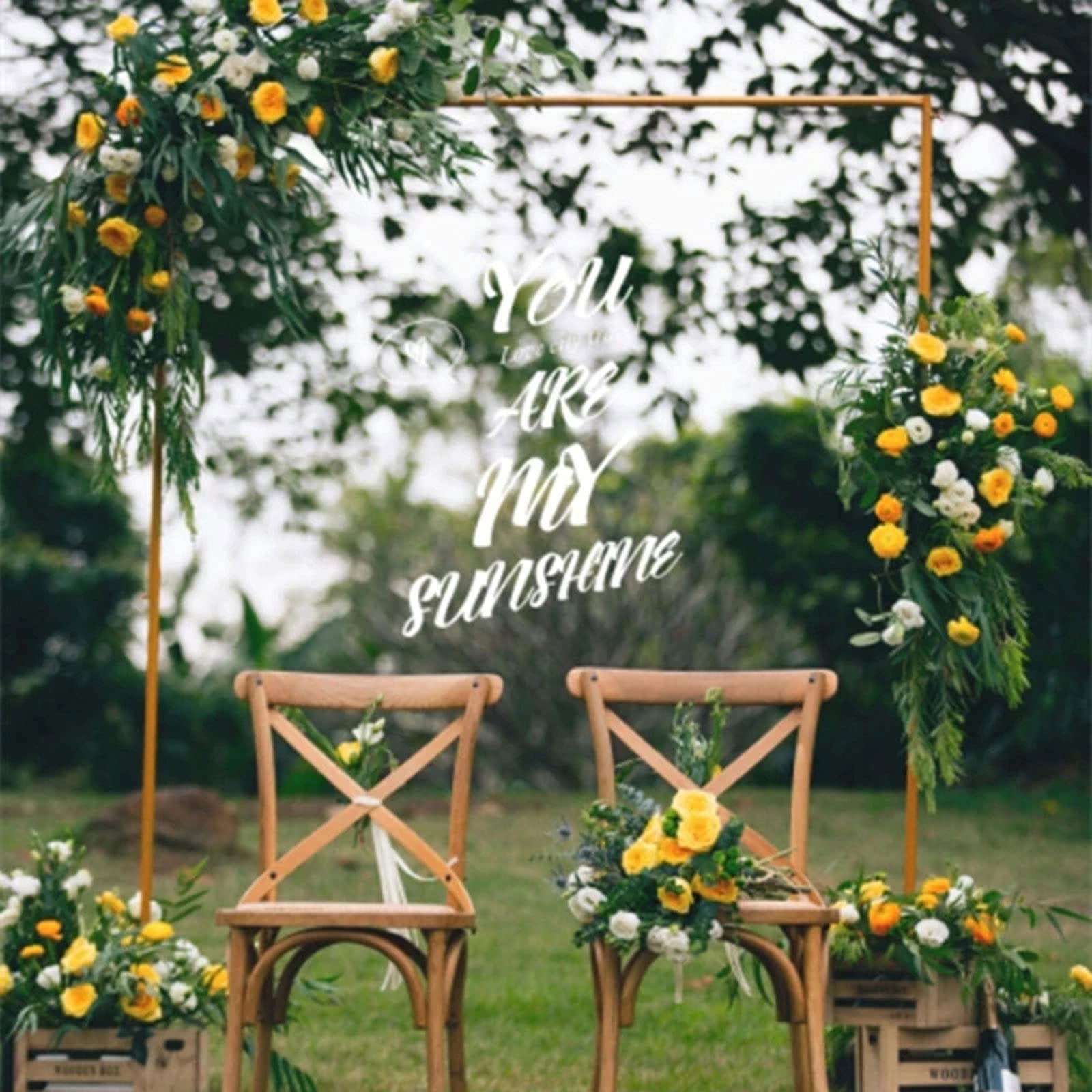 2Mx2.1M Large Gold Metal Wedding Arch Backdrop - Romantic Balloon & Flower Archway for Wedding/Party Decoration - Photo Booth Background Framework - Perfect for Outdoor Ceremonies, Engagement Photos & Anniversary Celebrations