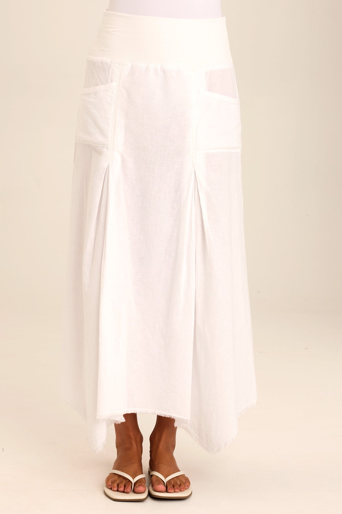 Bohemian Linen Maxi Skirt with Sharkbite Hem - Flowy Summer Beach Skirt for Women | Perfect for Vacations, Music Festivals & Boho Chic Outfits
