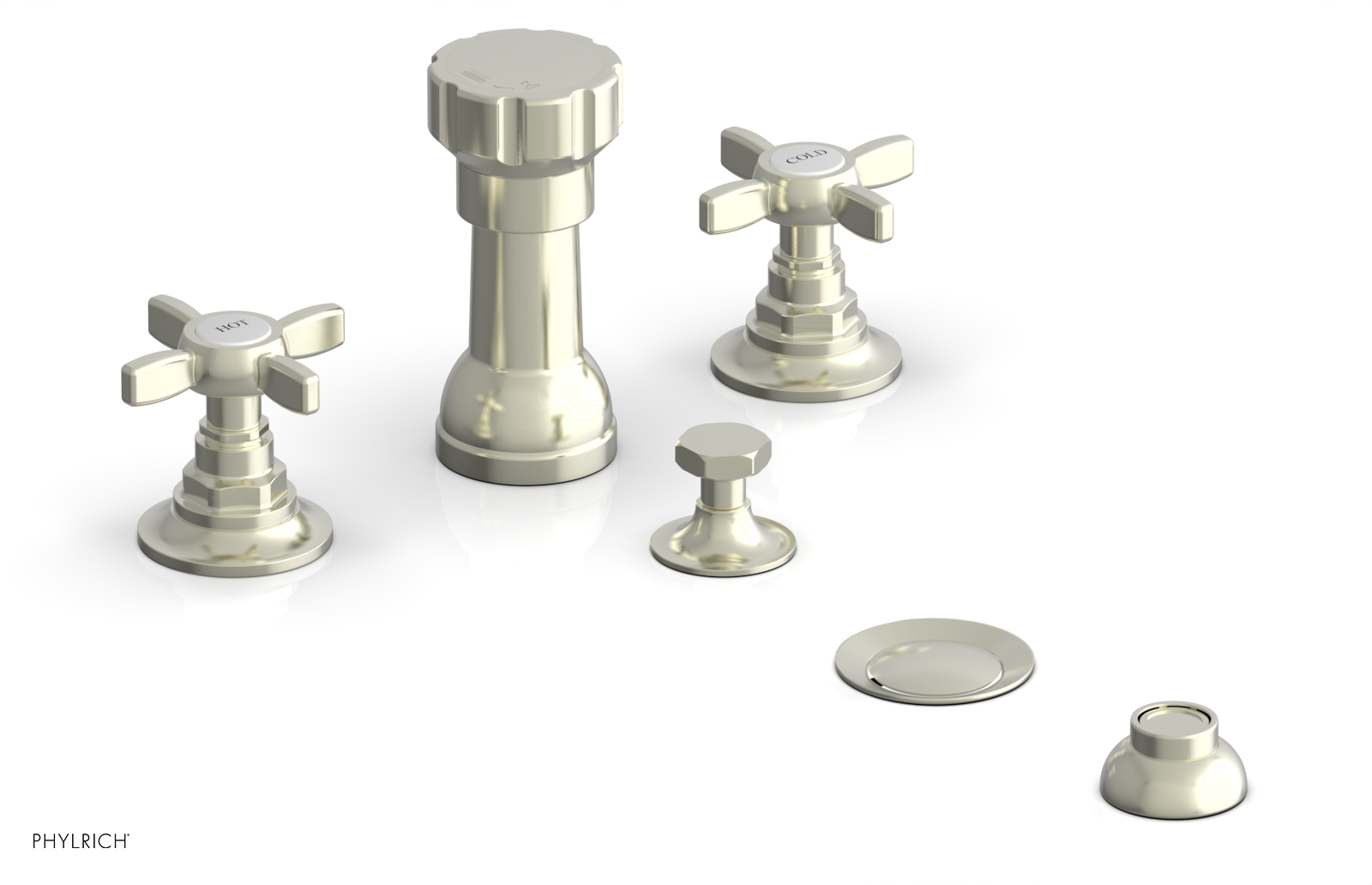 Jamestown 4-Hole Bidet Faucet Set with Cross Handles - 165 60 - Perfect for Bathroom Renovation & Modern Toilet Upgrades