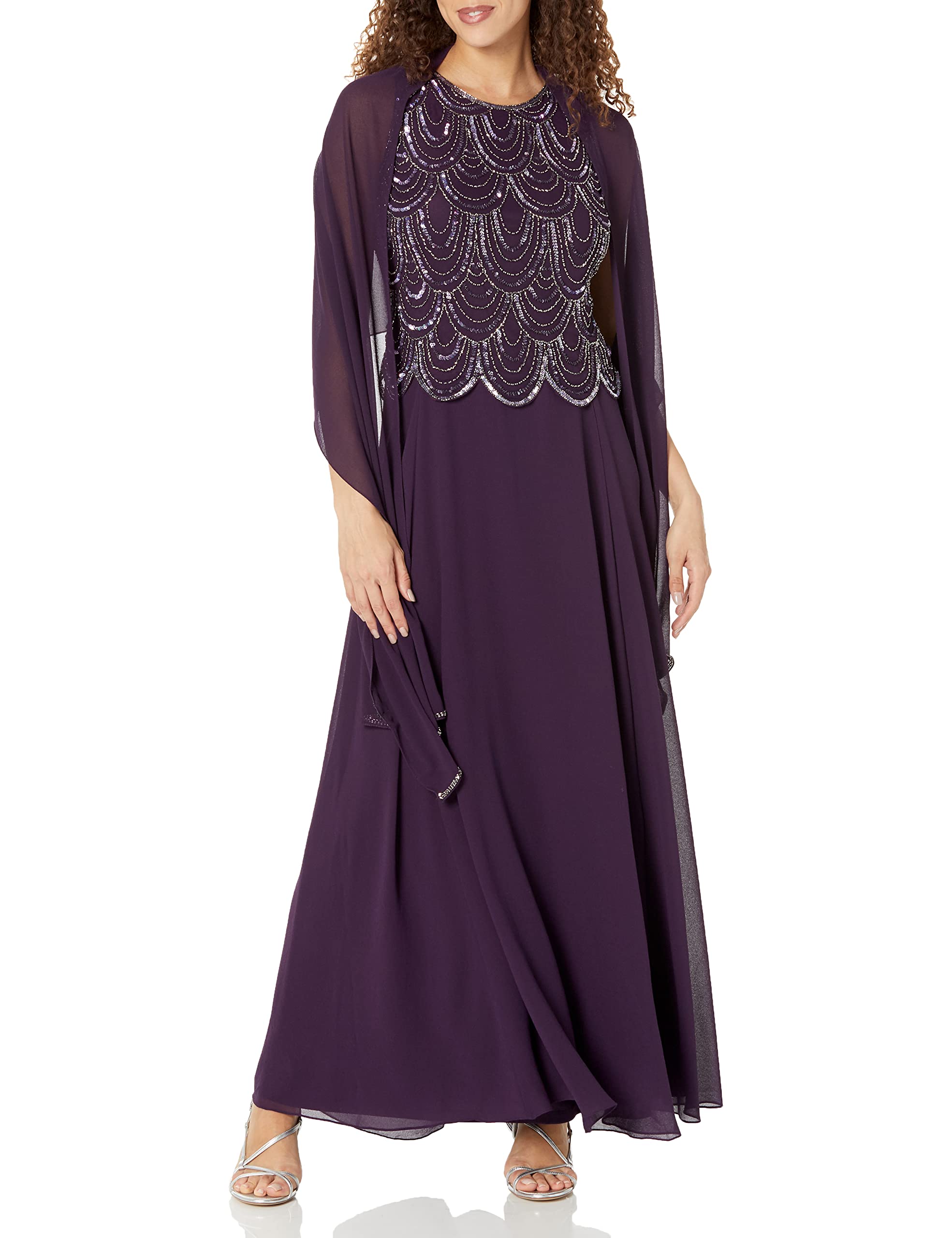 J Kara Women's Sleeveless Beaded Pop Over Dress with Scarf - Elegant Summer Casual Dress for Beach, Party & Vacation Wear