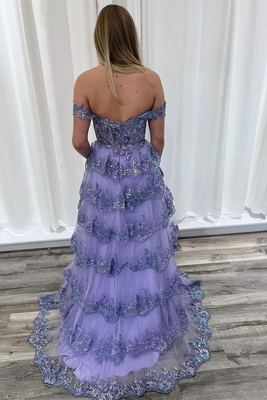 Elegant Off Shoulder Lace A-Line Long Prom Dress for Formal Parties & Special Occasions - Perfect for Homecoming, Wedding Guest, and Evening Events - Style J5121