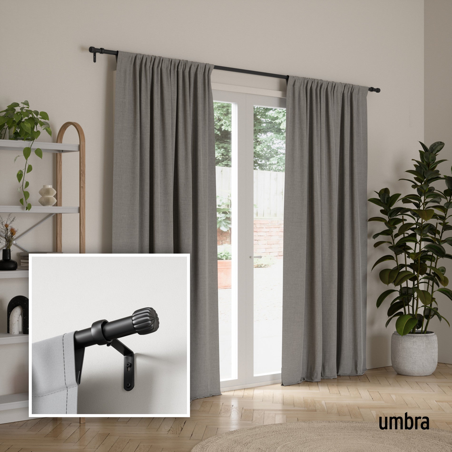 Cleo Curtain Rod - Adjustable Tension Window Curtain Rod for Home Decor, Black (28-48 inches) - Perfect for Living Room, Bedroom, and Office Windows