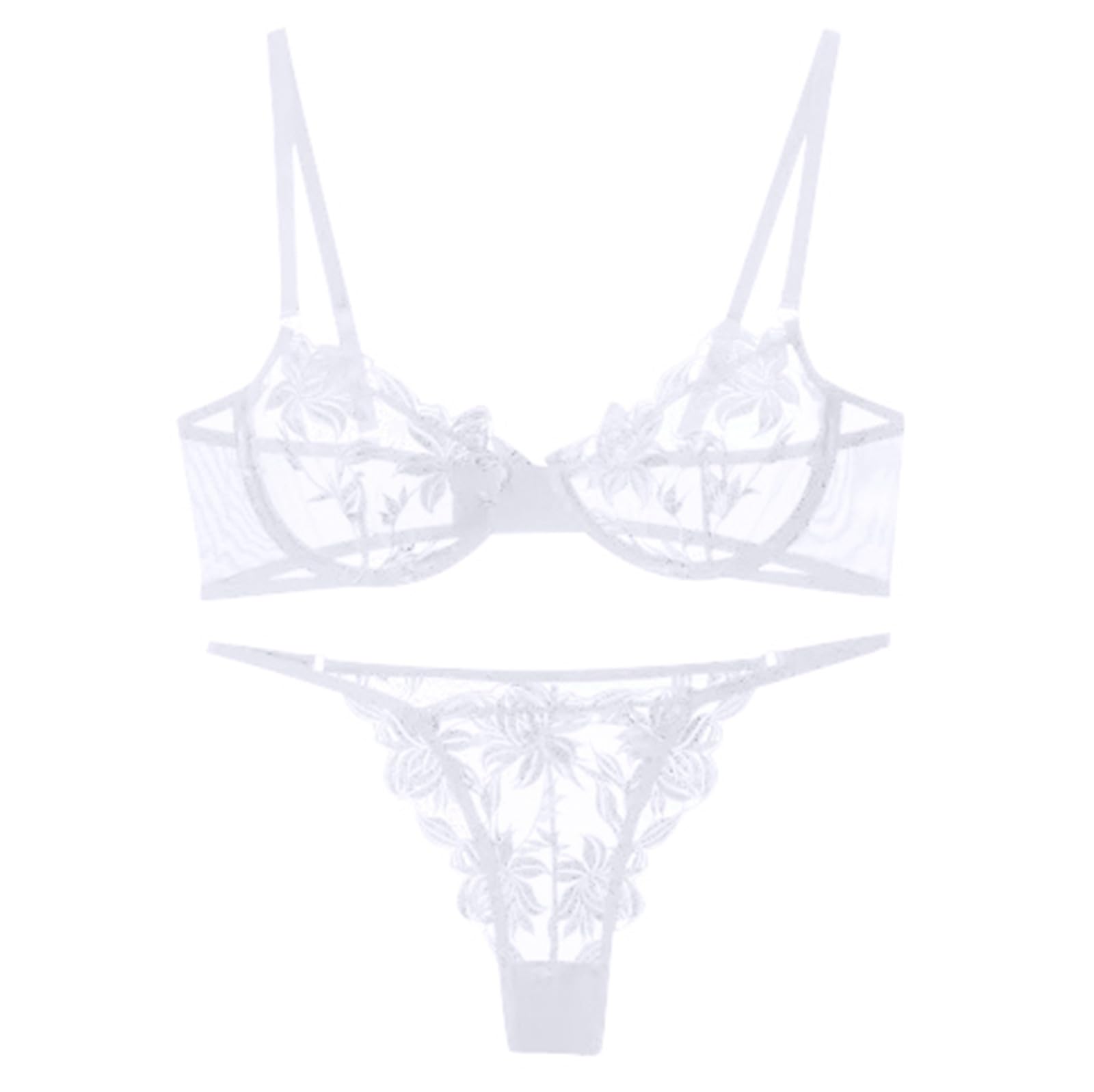 Sexy Lace See-Through Bra and Panty 2-Piece Set - Sheer Bralette & Cut Out Underwear for Women | Perfect for Nightclub, Date Night, Boudoir & Sensual Lingerie Outfits