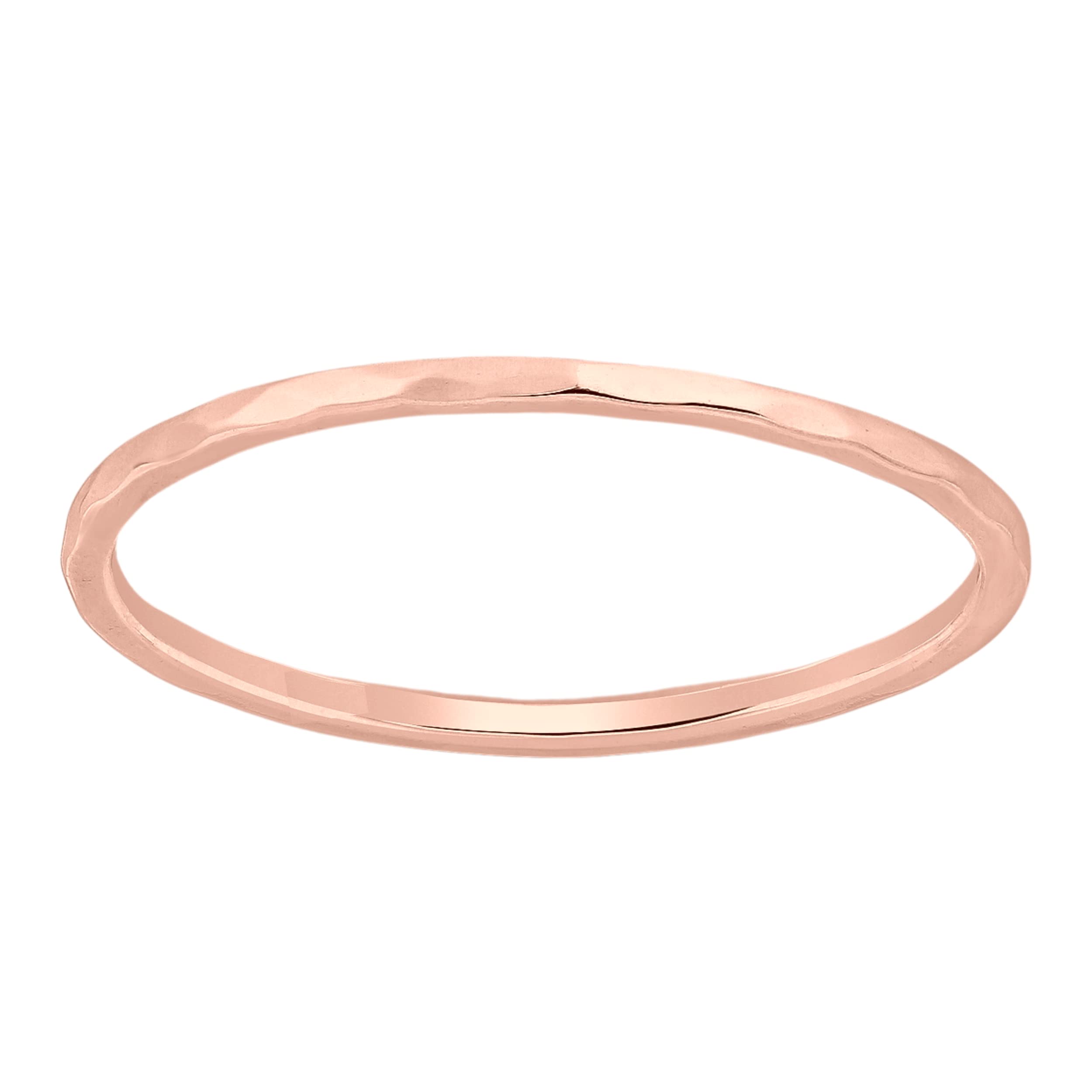 Hammered Stacking Ring Set - 1mm Thin Textured Band in 14K Rose Gold, Silver or Gold | Comfort Fit US Sizes 4-12 | Perfect for Layering, Wedding Bands & Everyday Jewelry