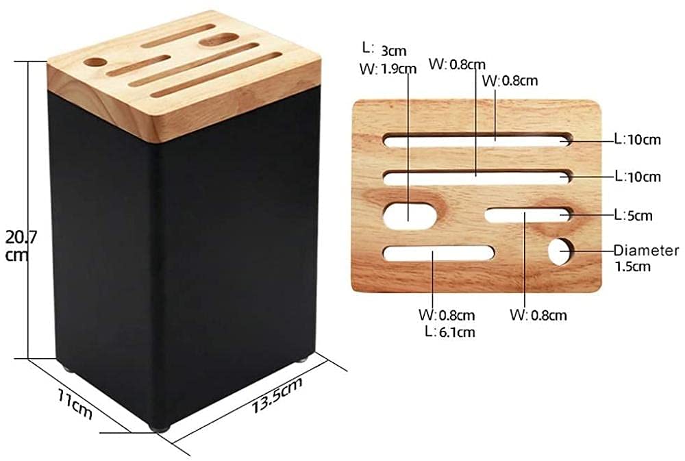 Premium Wooden Knife Block with Cover - 12-Slot Knife Holder for Kitchen Utensil Storage - Stylish Black Knife Stand for Countertop Organization | Perfect for Home Chefs & Professional Kitchens