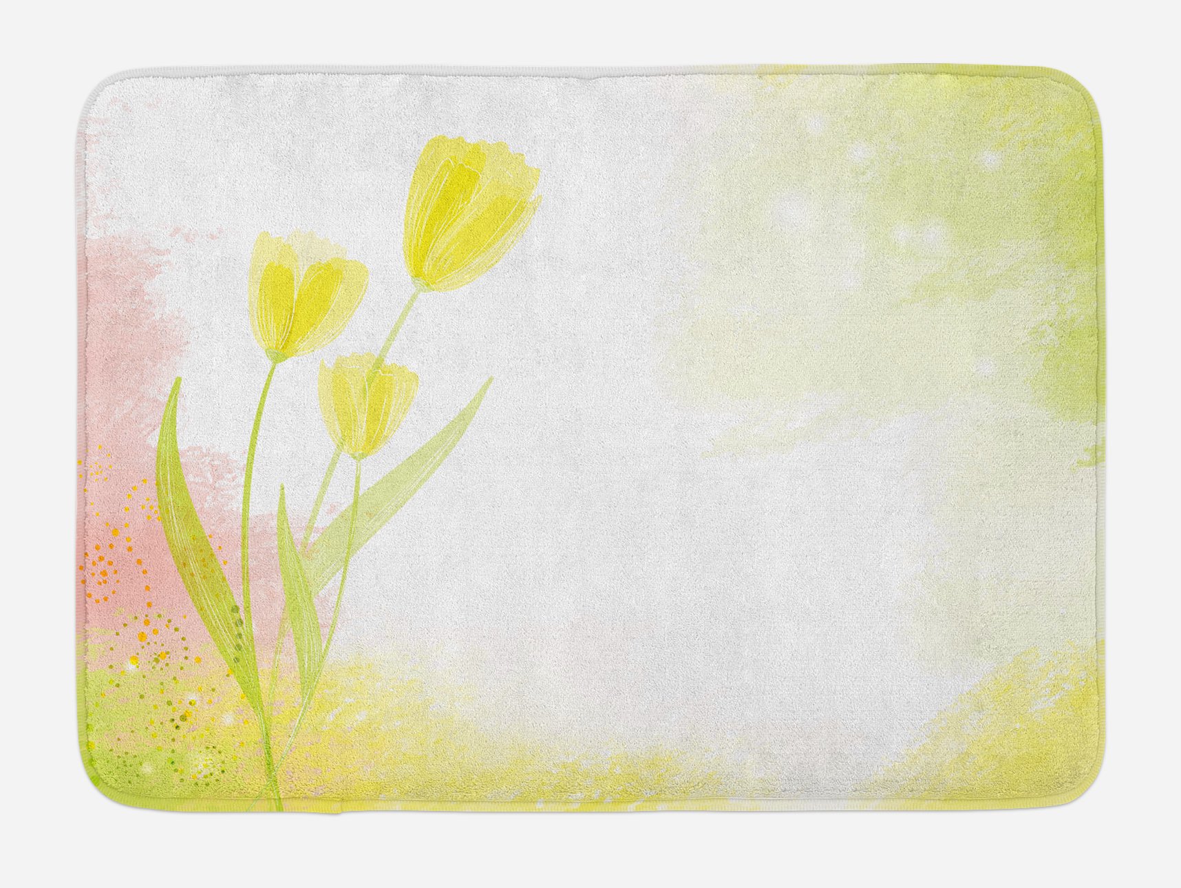 Ambesonne Non-Slip Tulip Bath Mat - Soft Plush Watercolor Floral Design with Pastel Tones, 30