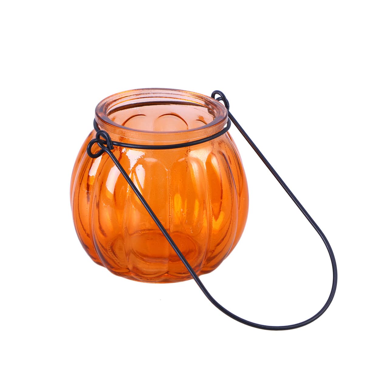 LEDMOMO Hanging Pumpkin Glass Tealight Candle Holders - Orange Halloween Thanksgiving Christmas Home Decor for Party Wedding Table Centerpiece Decorations