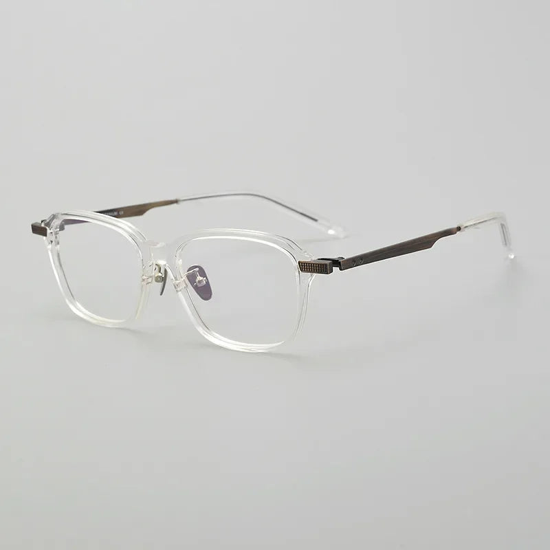 Unisex Full Rim Square Acetate Titanium Eyeglasses - Lightweight & Durable Frame for Men & Women - Perfect for Reading, Work & Everyday Use