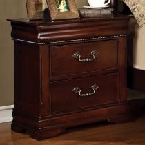 Furniture of America IDF-7260N Mandura Cherry Contemporary Nightstand - Modern Bedside Table with Drawer for Bedroom, Living Room & Guest Room