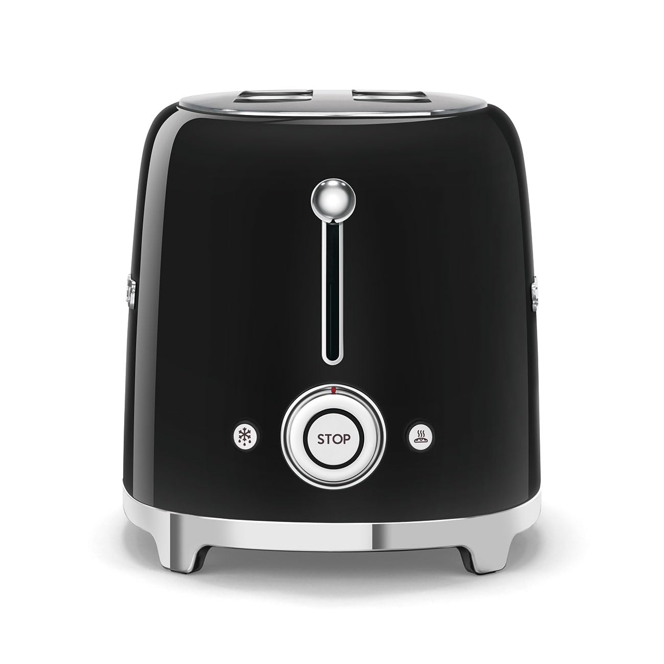 SMEG 2-Slice Toaster with 6 Browning Levels, Defrost & Reheat Functions - Removable Crumb Tray - Retro Stainless Steel Design - Perfect for Breakfast, Brunch & Small Kitchens (Black)
