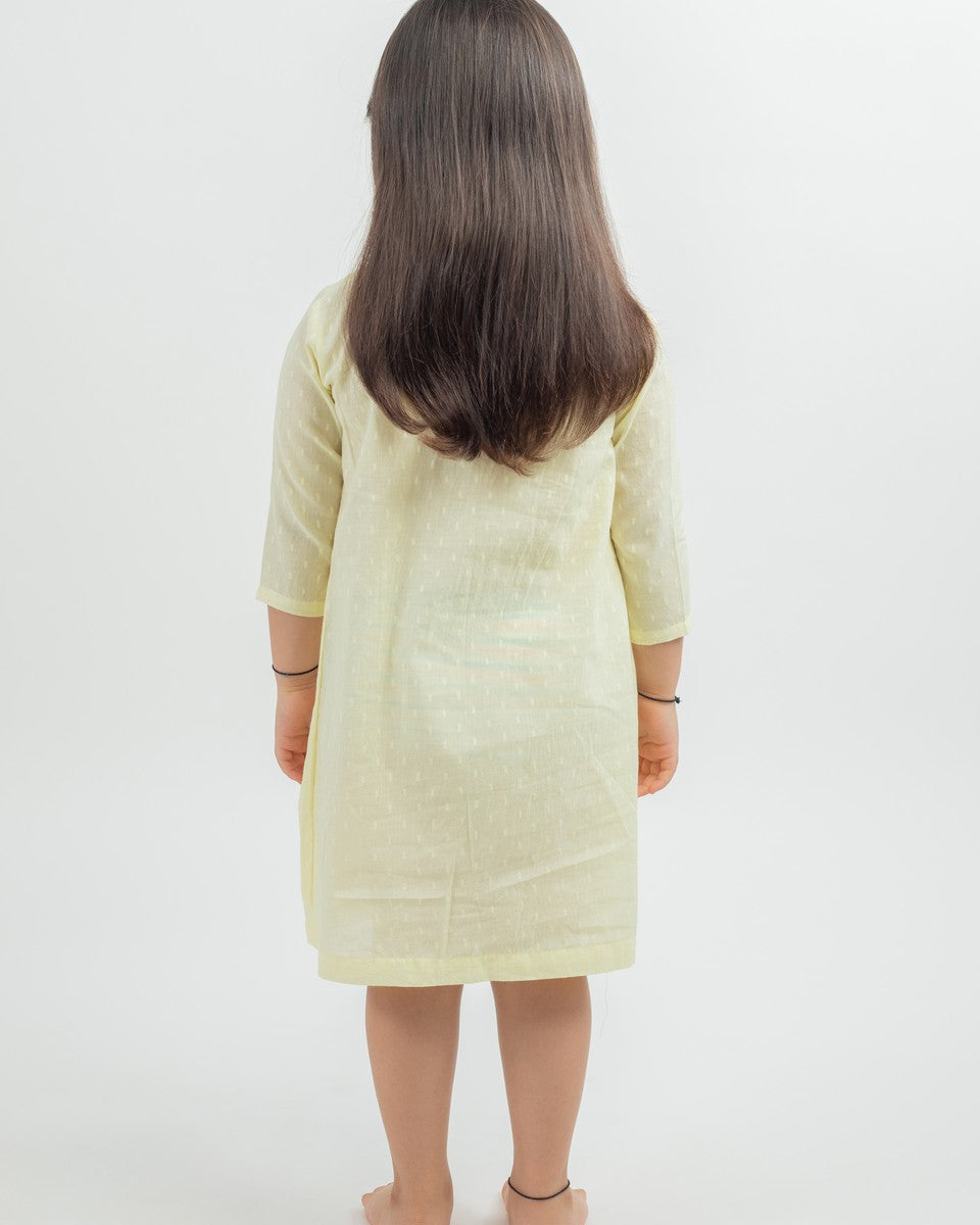 Pre Order: Elegant Cotton Dobby Dress with Hand-Embroidered Yoke - Perfect for Weddings, Parties & Special Occasions