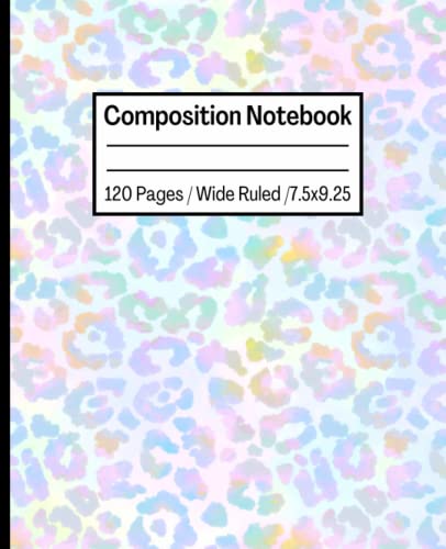 Leopard Tie Dye Composition Notebook Wide Ruled - Cute Cheetah Print School Notebook for Teen Girls | Perfect for Note Taking, Journaling & Homework Assignments