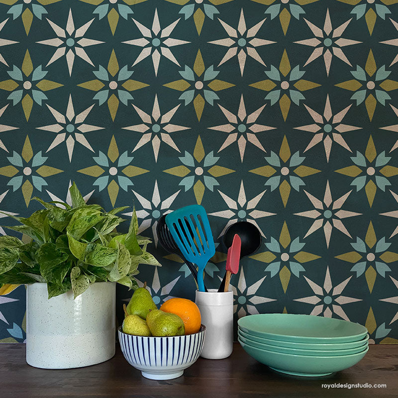 Starz Tile Stencil Kit - Reusable DIY Wall & Floor Tile Painting Templates for Home Decor & Crafts | Perfect for Bathroom, Kitchen Backsplash, and DIY Projects