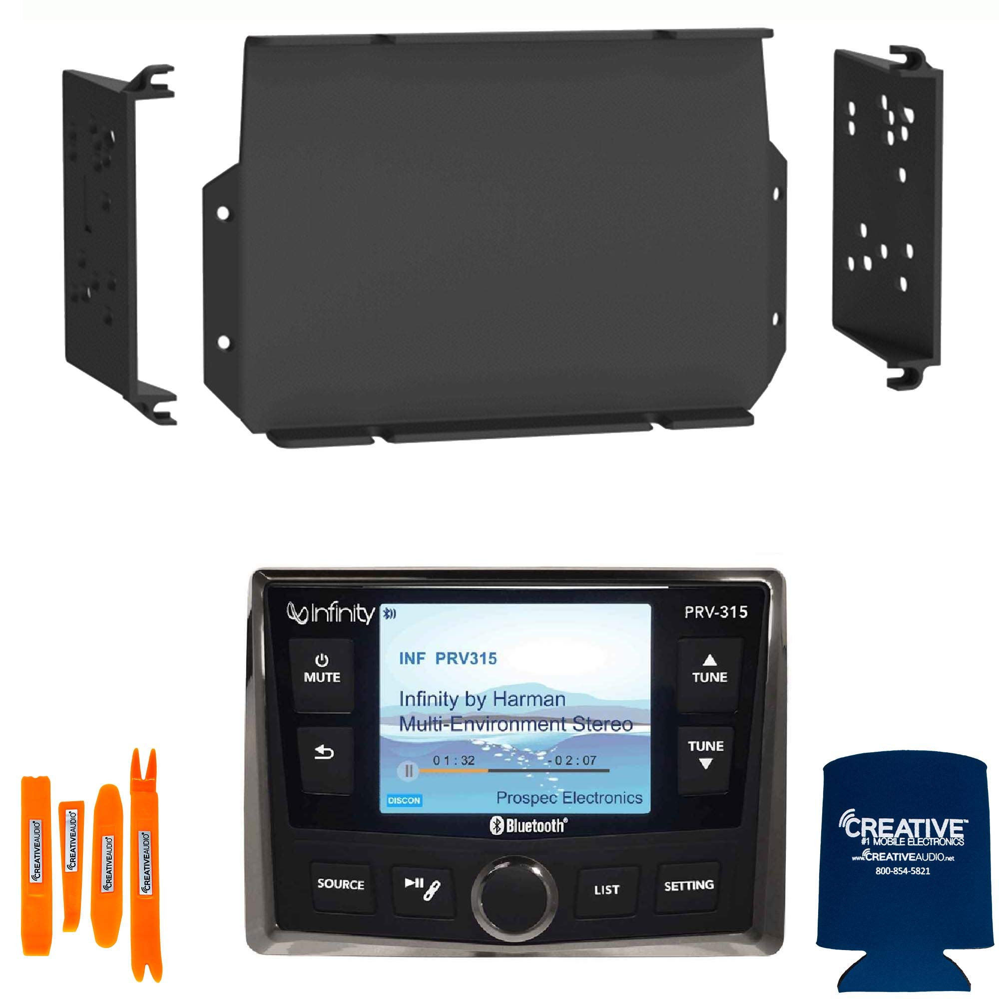 Waterproof Marine Radio Infinity PRV-315 with MPS-GEN02 16-20 Polaris General Dash Kit - Perfect for Boating, Fishing & Off-Road Adventures