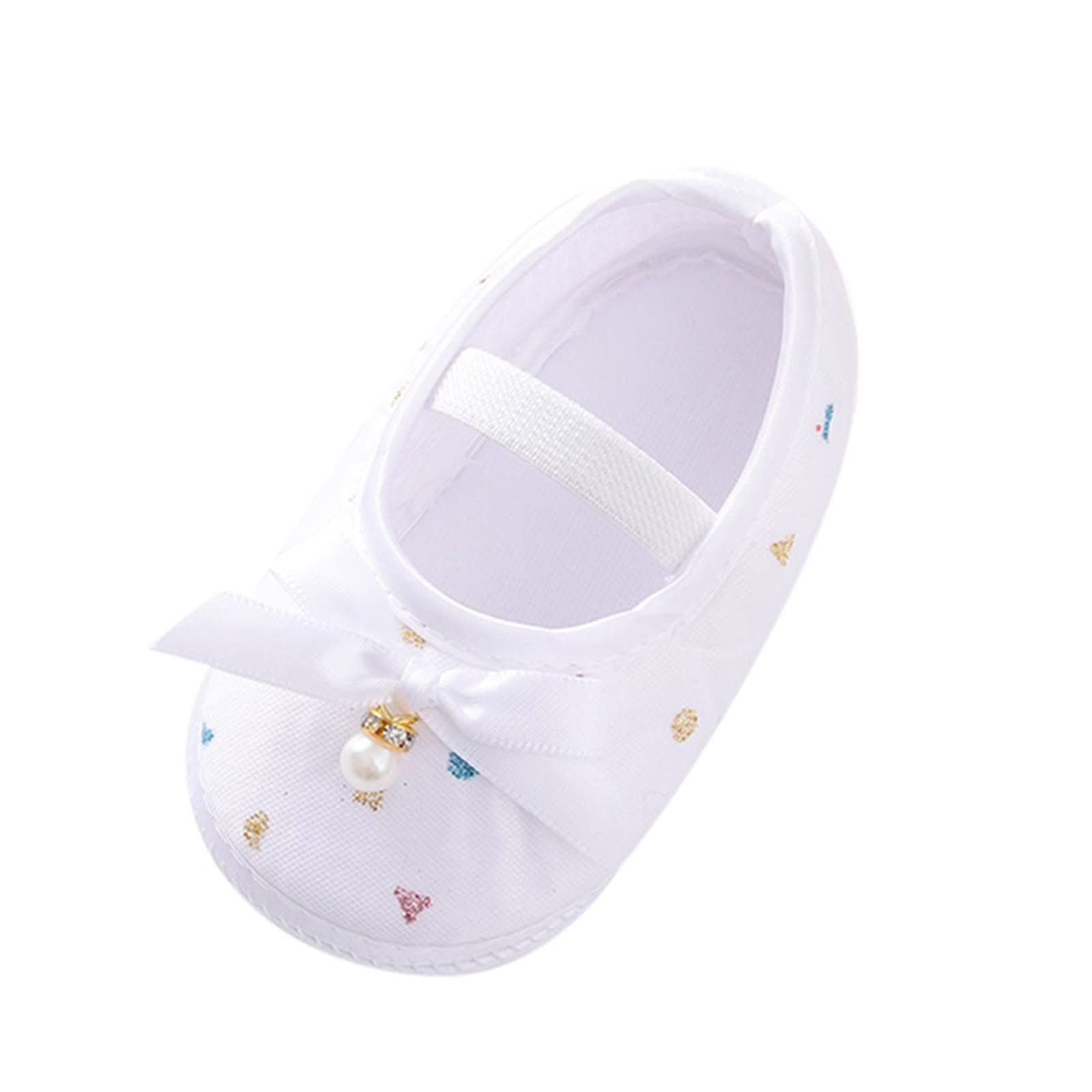 Cute Princess Toddler Shoes with Soft Bow & Pearl - Baby Girls Size 2 for Party & Dress Up