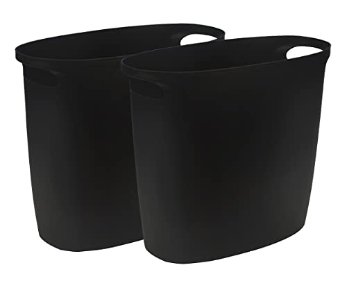 Diyalor 2.6 Gallon Small Trash Can with Handle - Durable Bathroom Waste Basket Garbage Bin, Pack of 2 Black - Perfect for Bathroom, Office, Kitchen & Bedroom Waste Disposal