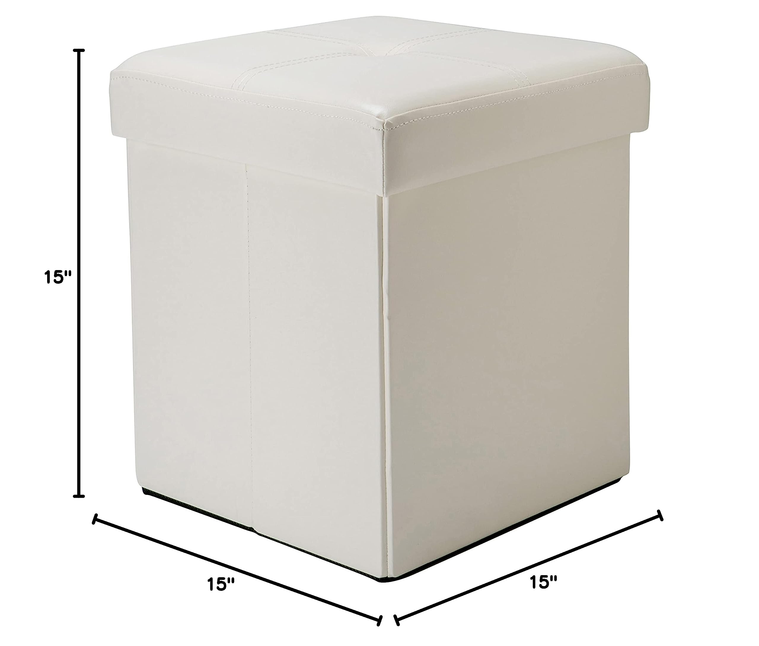 Multi-Functional Faux Leather Storage Ottoman - Tufted Bench with Padded Seat, Toy Chest & Foot Rest Stool for Living Room, Bedroom & Nursery (Ivory) - Perfect for Home Organization & Extra Seating
