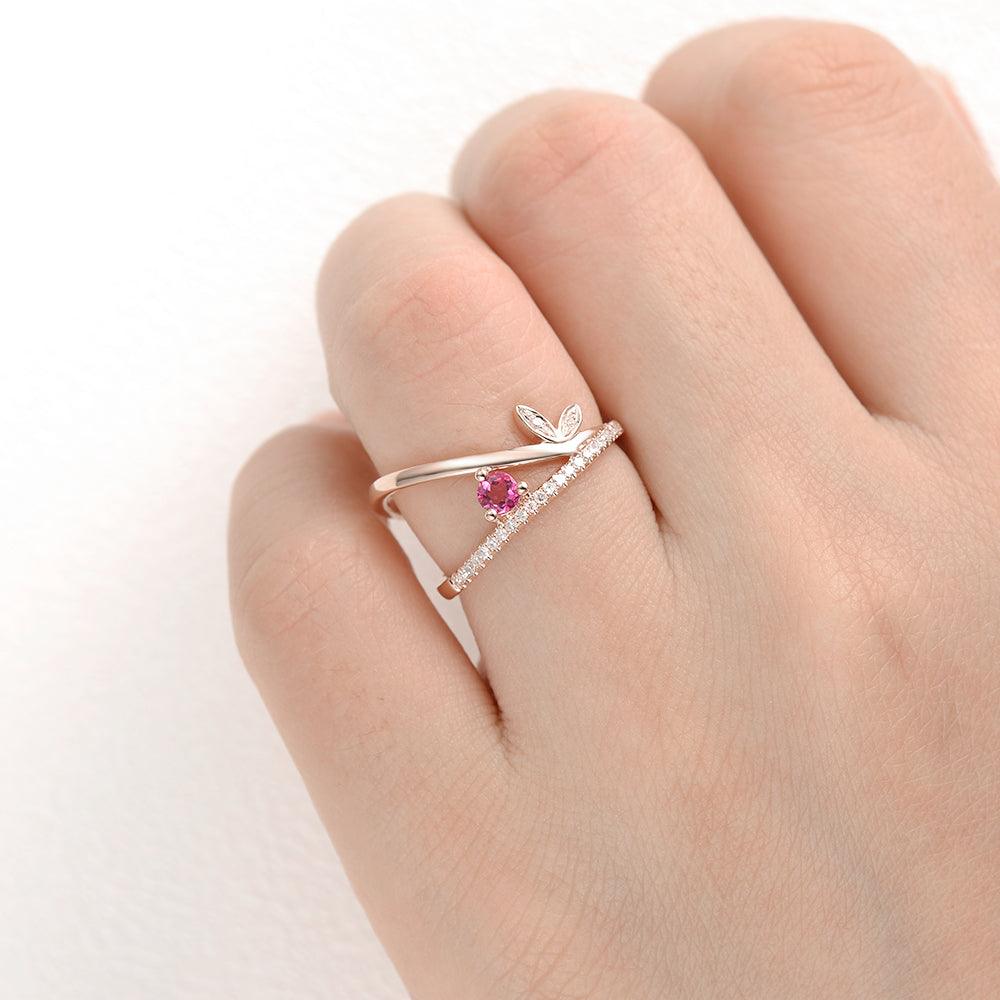 Natural Ruby & Moissanite Inspired Ring - Elegant Vintage Style Jewelry for Women - Perfect for Engagement, Wedding, Anniversary & Special Occasions