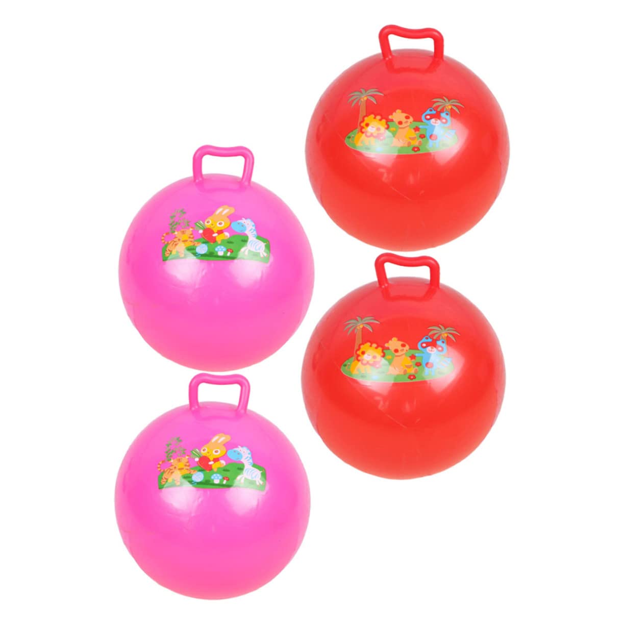 KOMBIUDA 4Pcs Kids Jumping Balls - Bouncy PVC Fitness Balls for Children, Fun Outdoor & Indoor Play, Exercise & Active Games - Perfect for Backyard, Playroom, School PE Class and Birthday Party Gifts