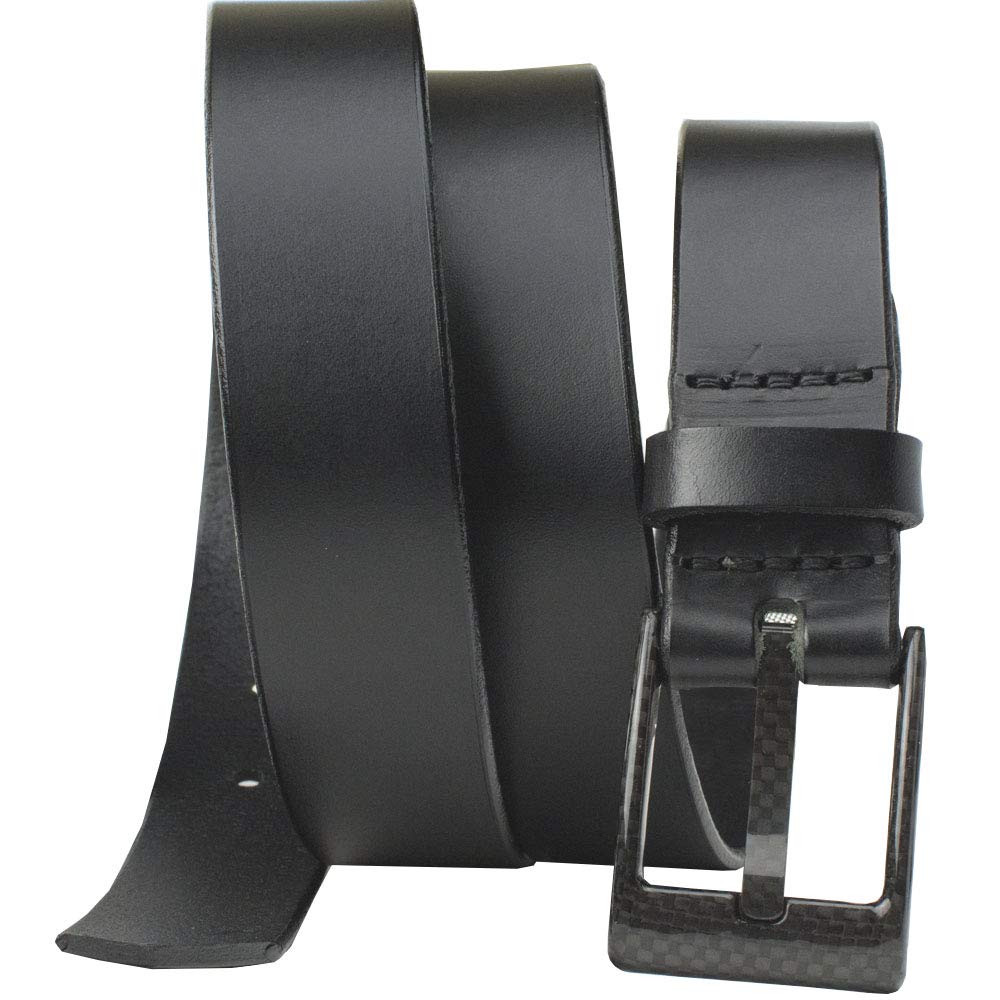 Premium Solid Leather Belt with Carbon Fiber Buckle - USA Made, TSA Friendly, Nickel Free | Stylish & Durable for Business, Travel & Everyday Wear