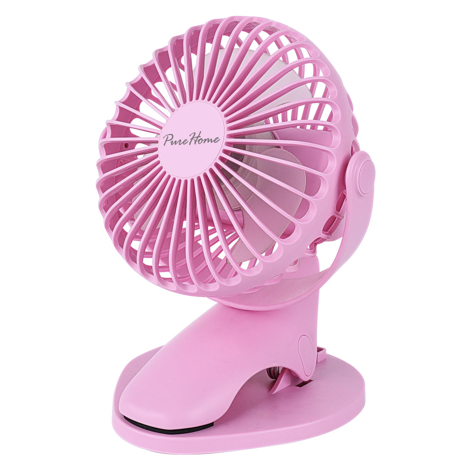 Portable Clip Fan - USB Rechargeable Battery Operated Mini Desk Fan with 3 Speed Settings, 360° Rotation & Ultra Quiet Strong Airflow - Perfect for Home, Office, Bedroom, Dorm, Stroller, Camping & Travel (Pink)