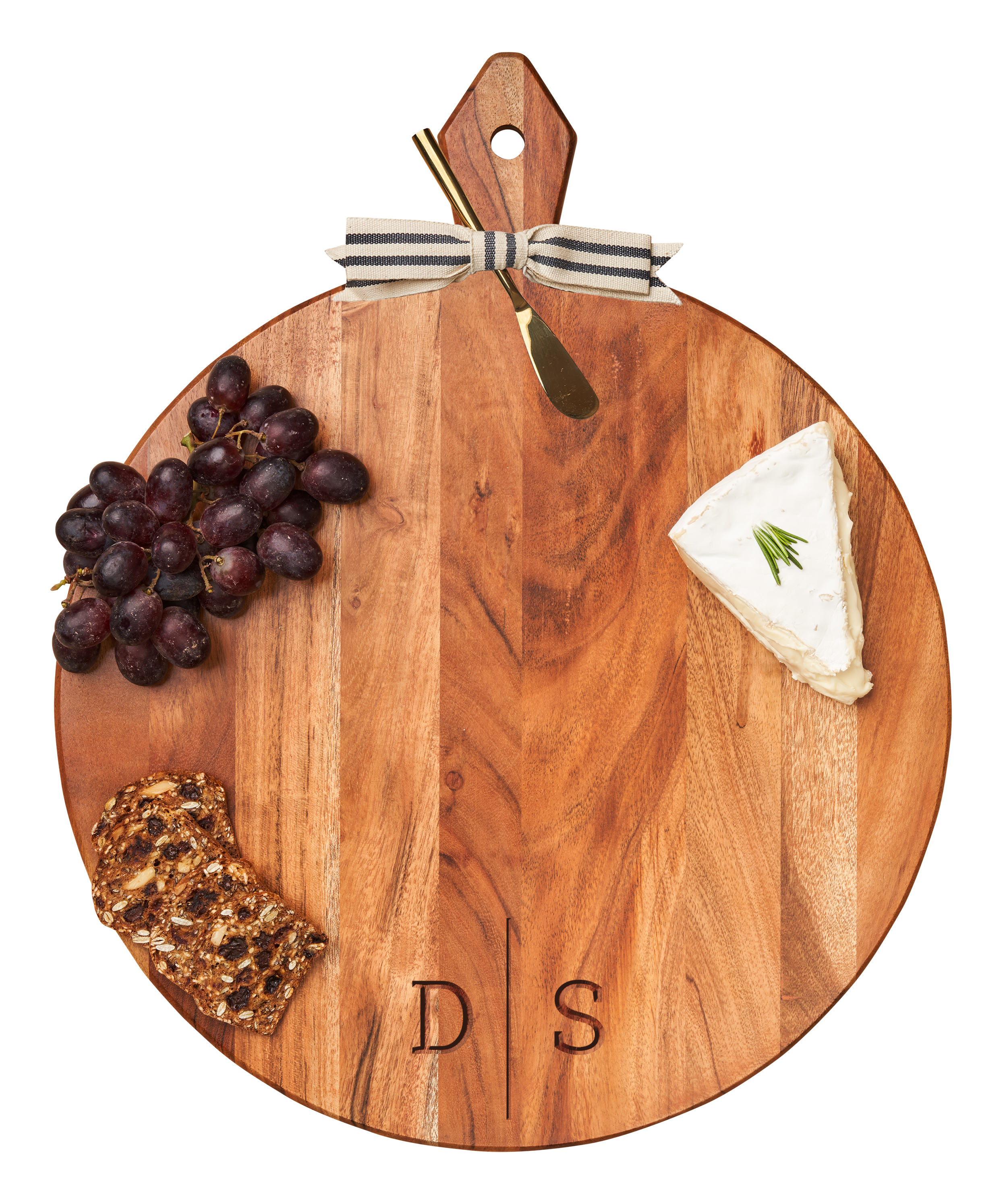 Acacia Wood Round Charcuterie Board with Handle - 20