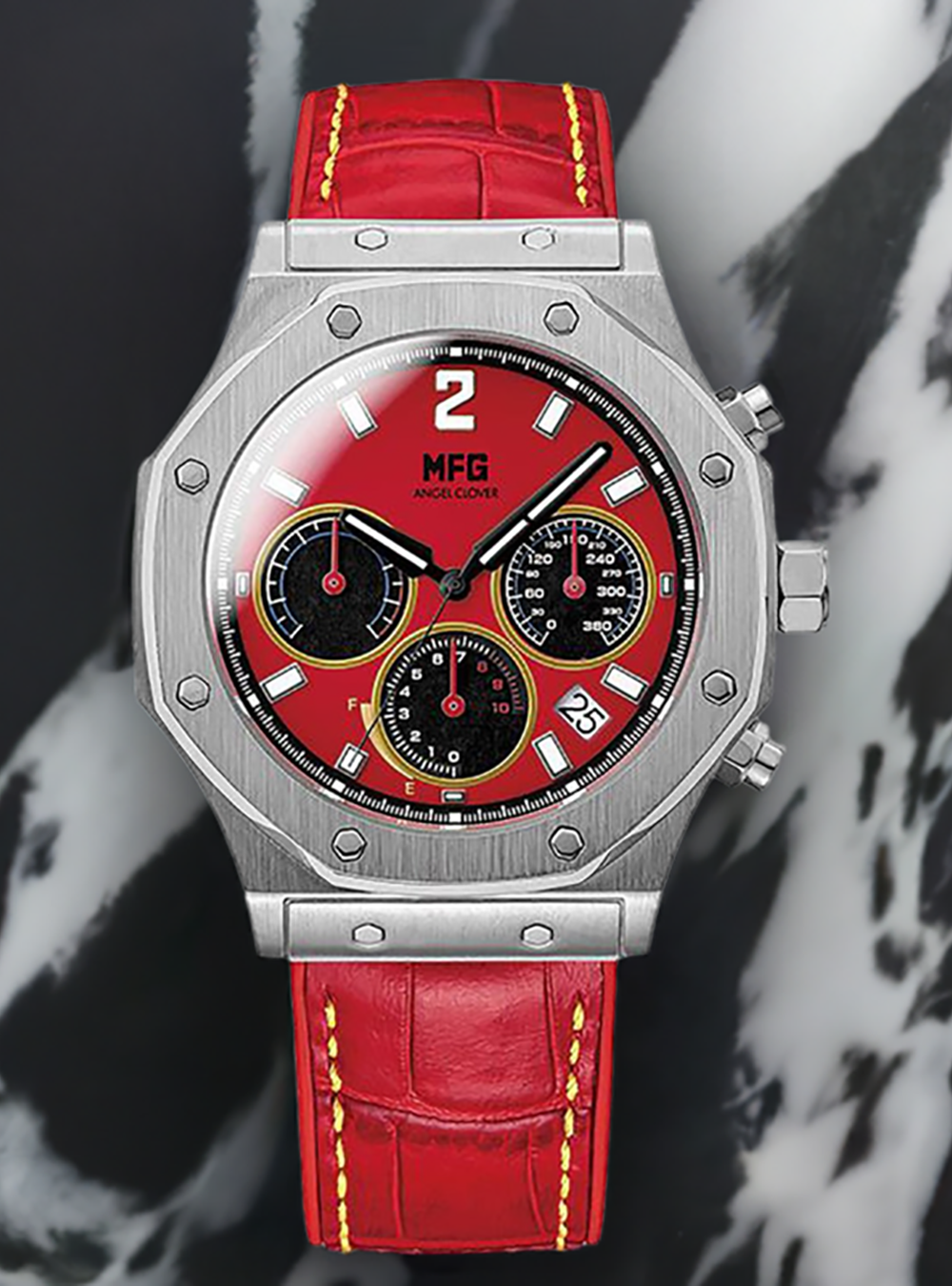 ANGEL CLOVER × MF GHOST Collaboration Solar Watch - EXVENTURE EVS43MFG Limited Edition (Ferrari 488GTB Model) | Premium Japanese Anime Inspired Timepiece for Racing Fans & Collectors | Perfect for Cosplay, Gift Giving & Anime Enthusiasts