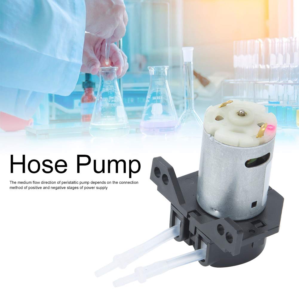 12V DC Peristaltic Liquid Pump - Mini Right Angle Dosing Pump with Large Flow & Snap-on Design - Self Priming Hose Pump for Lab Experiments, Pharmacy, Biotechnology, Aquariums & Home Brewing (Black)