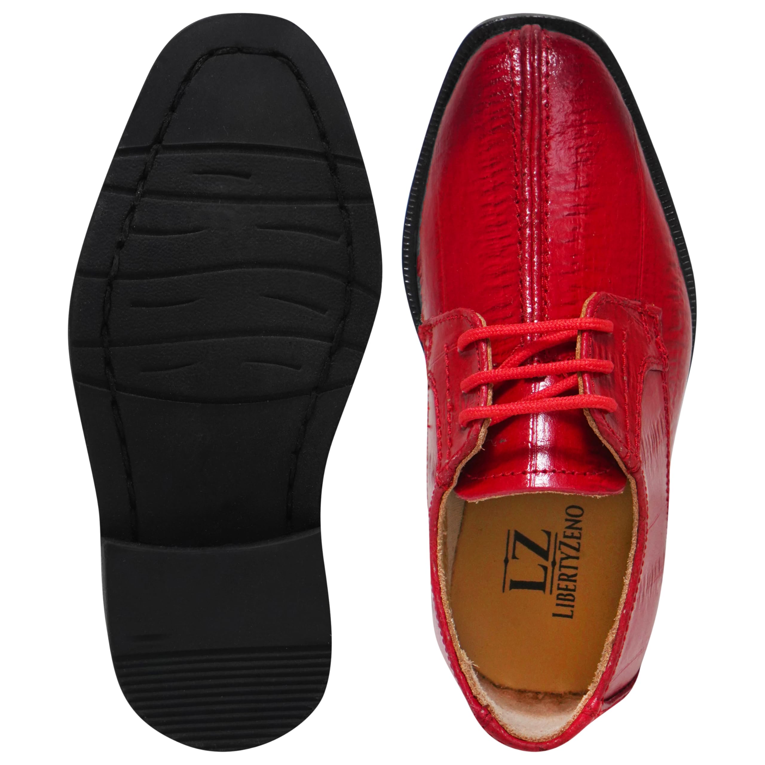LIBERTYZENO Genuine Leather Oxford Dress Shoes for Boys - Animal Print Lace-Up Formal Shoes for Kids & Toddlers | Perfect for Easter Gifts, School Events & Special Occasions