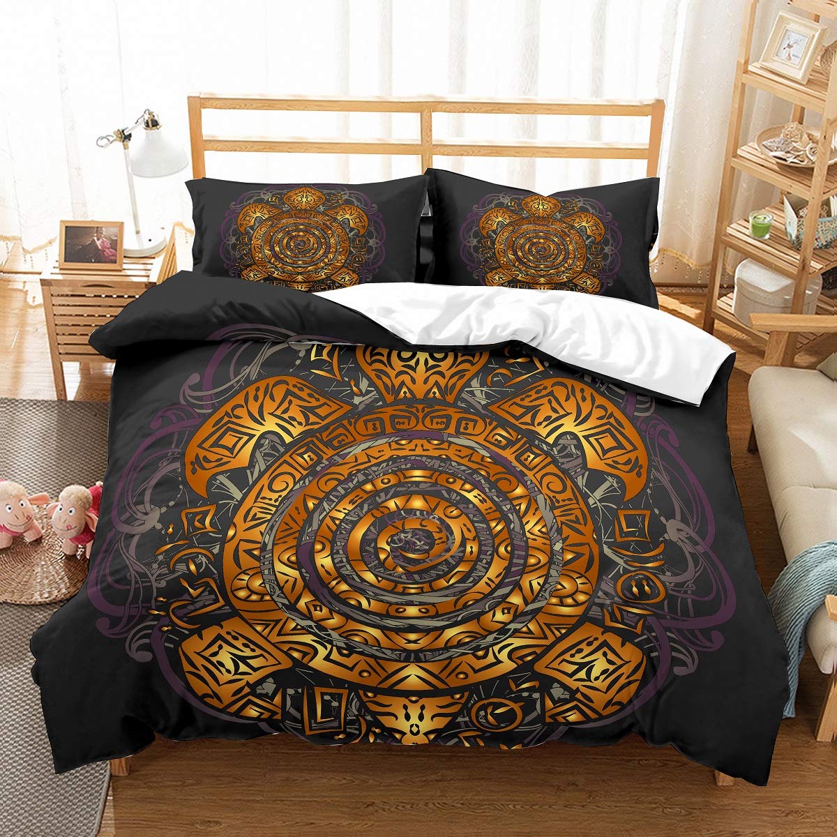 MOUMOUHOME Twin Size 2-Piece Microfiber Bedding Set - 3D Digital Gold Sea Turtle Purple Print Duvet Cover for Teens & Adults, Soft & Breathable (No Comforter Included) - Perfect for Teen Bedrooms, Dorm Rooms & Coastal Themed Decor