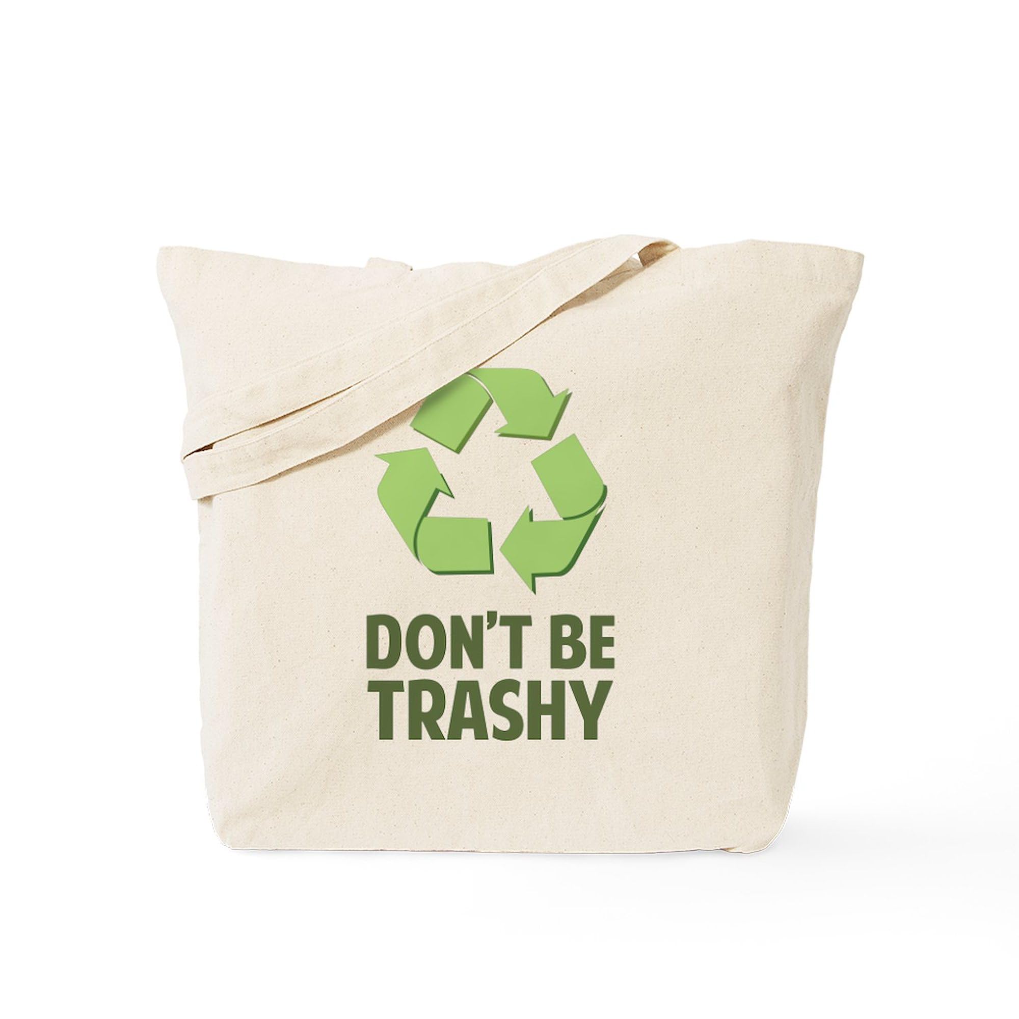 Eco-Friendly Don't Be Trashy Canvas Tote Bag - Reusable Natural Cotton Shopping Bag for Groceries, Beach & Daily Use