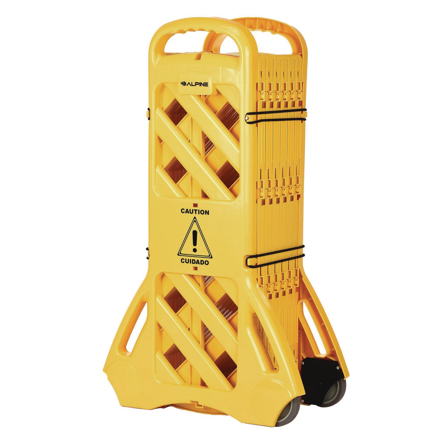 Alpine Industries Expandable Portable Fence Barrier - 6ft Safety Barricade with Interlocking Panels, Heavy Duty Plastic Construction (Yellow) - Ideal for Crowd Control, Event Security & Construction Site Safety