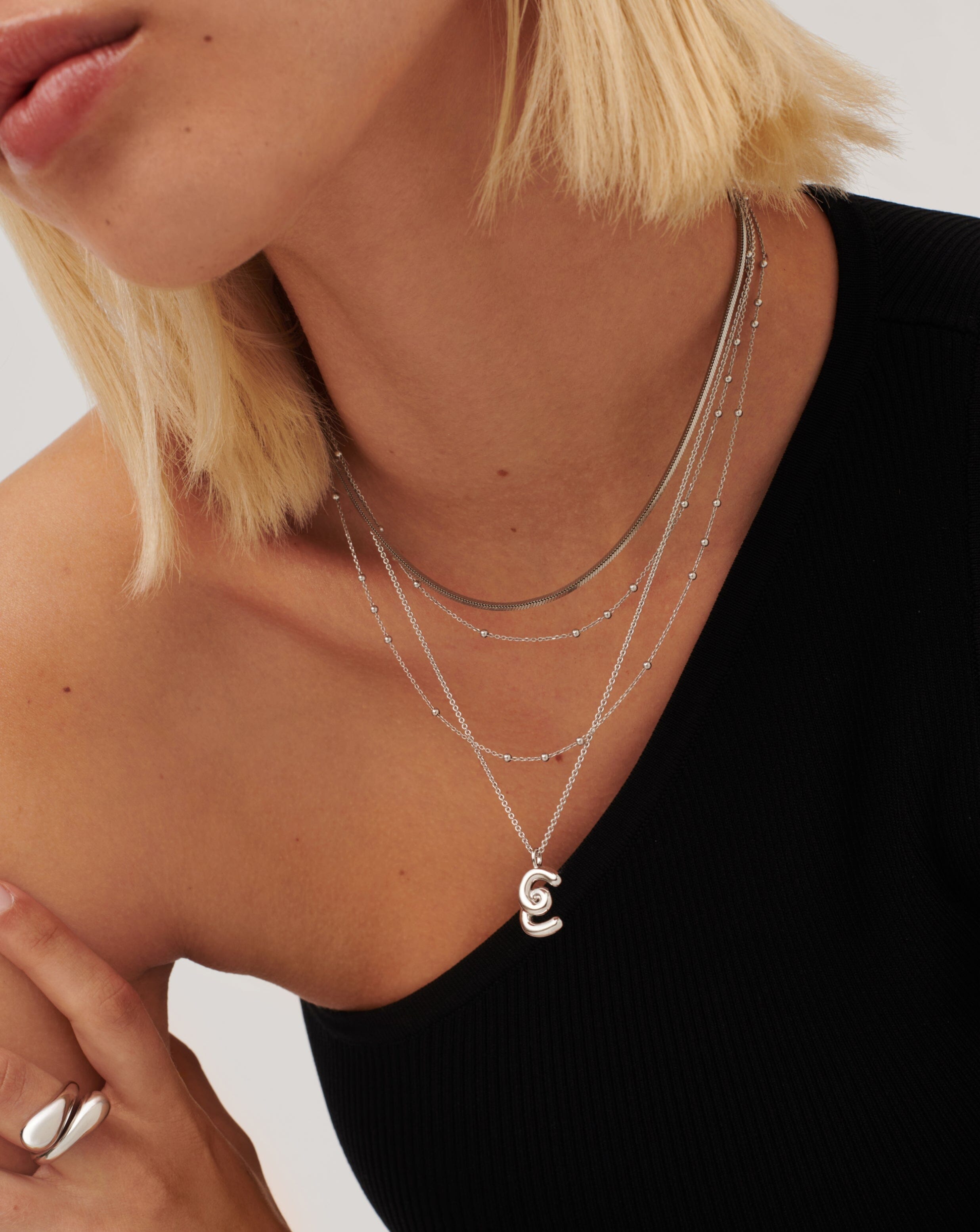 Personalized Sterling Silver Curly Molten Initial Pendant Necklace - Custom Monogram Jewelry for Women | Perfect Gift for Birthday, Anniversary & Valentine's Day