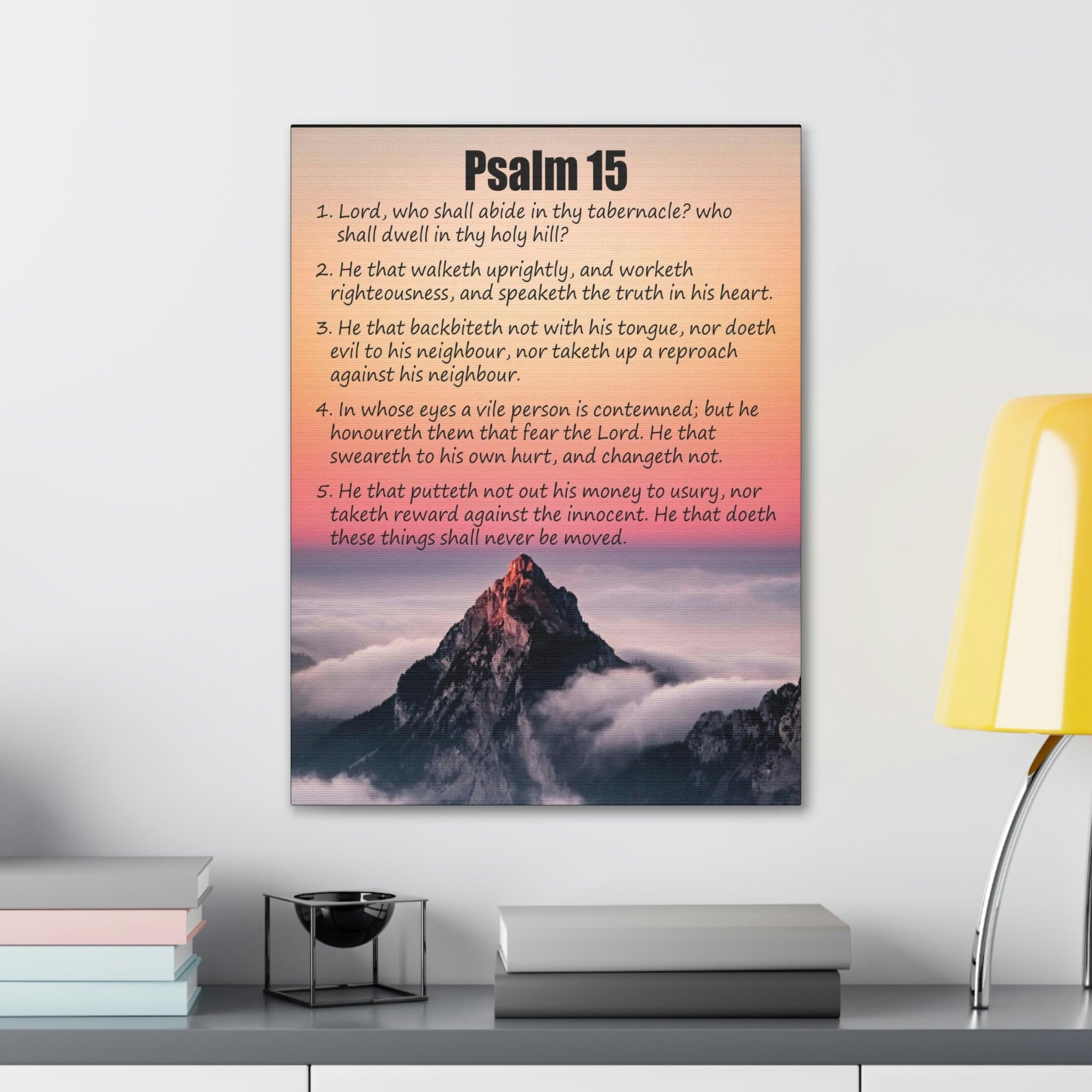 Bible Verse Canvas Wall Art - Psalm 15 'Abide in God's Sanctuary' Scripture Print, Christian Home Decor for Living Room, Bedroom & Church