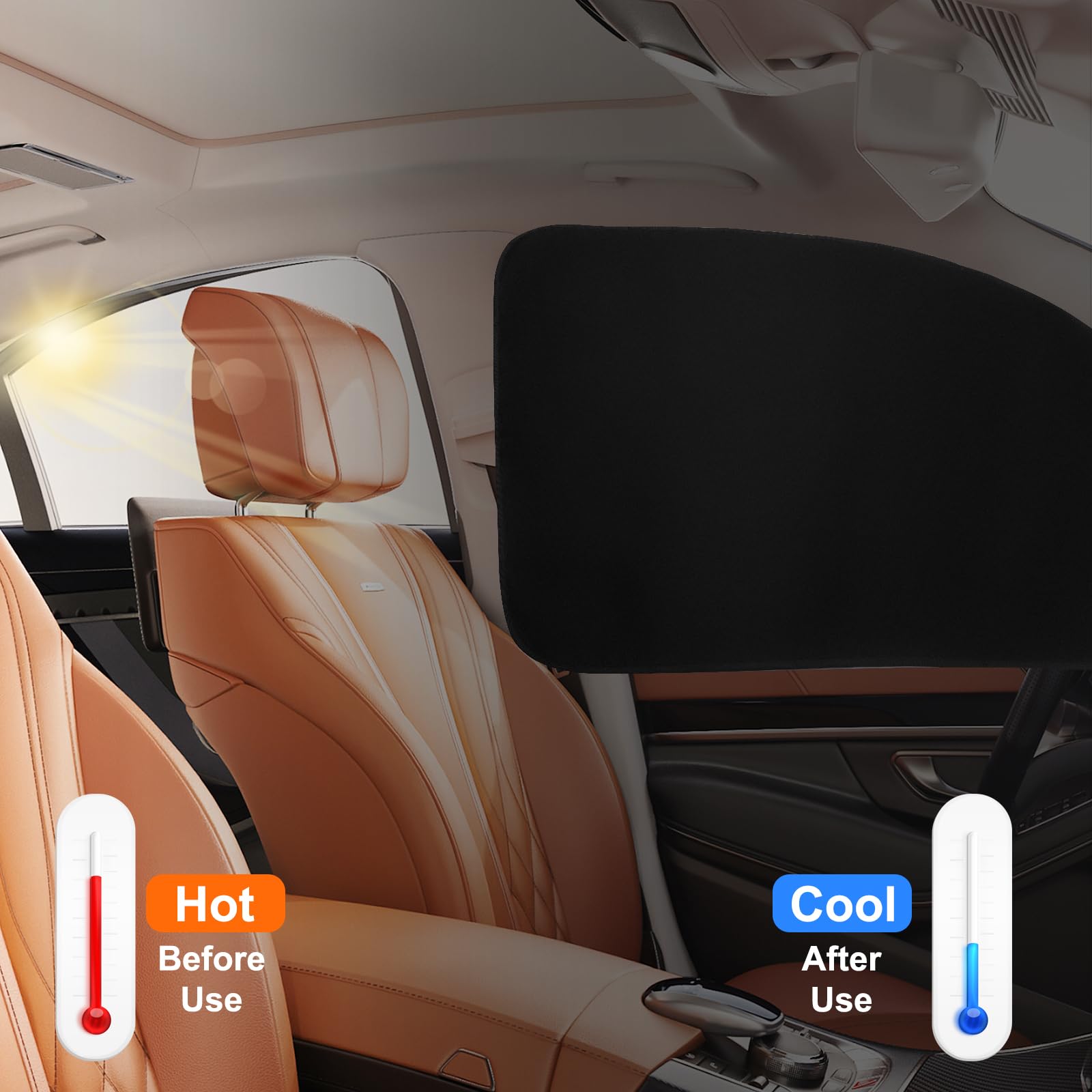 Ovege Magnetic Car Side Window Sun Shade - 2pcs Front Seat Suction Curtains for UV Protection & Privacy | Perfect for Summer Driving, Road Trips, and Baby Safety