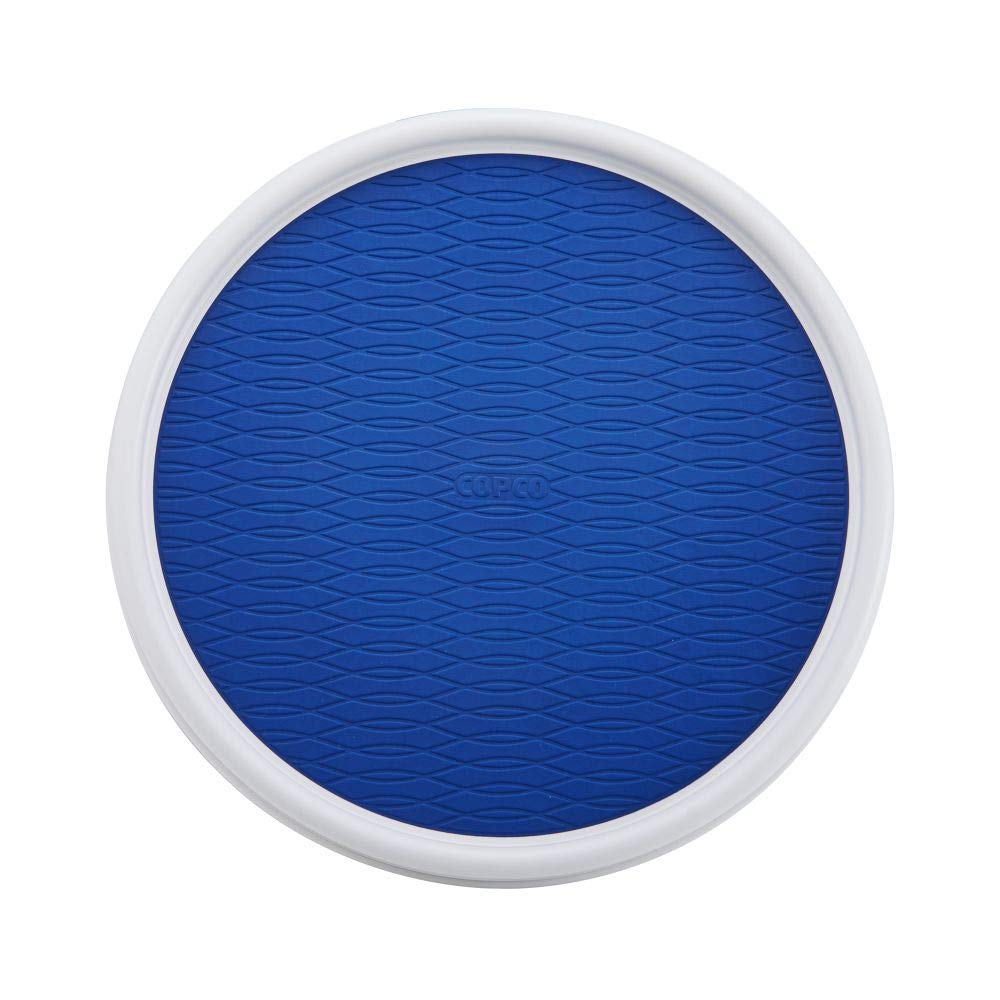 Copco Basics 12-Inch Non-Slip Lazy Susan Turntable for Pantry & Cabinet - White & Blue Spinning Organizer | Perfect for Spice Racks, Kitchen Storage & Closet Organization