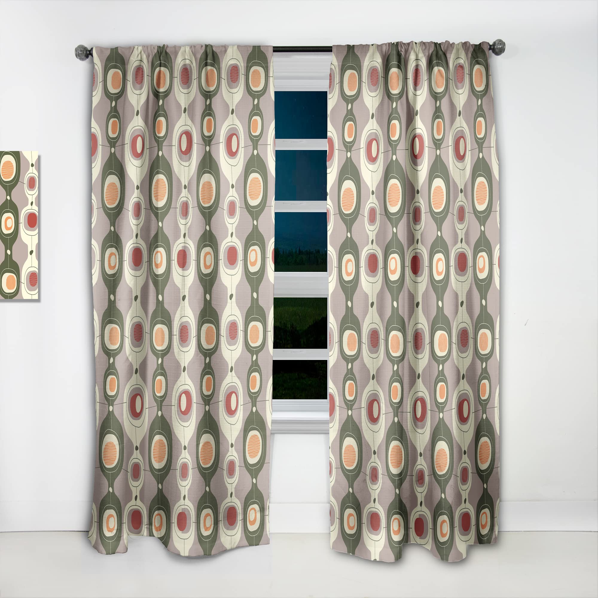 DesignQ Retro Abstract Thermal Insulated Curtains - 52x63 Inch Single Panel for Bedroom & Living Room - Blackout Drapes for Home Decor & Privacy